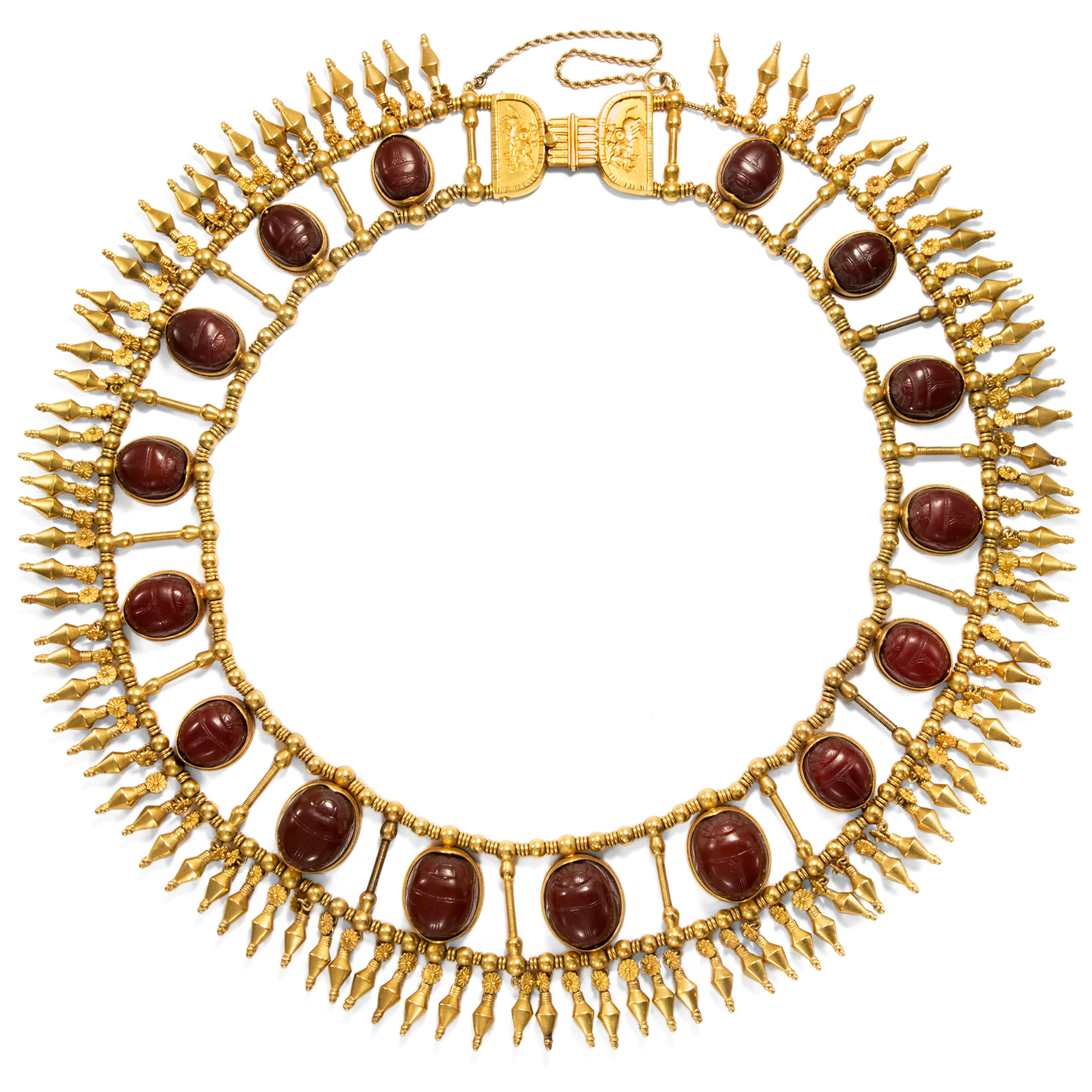 Spectacular Gold Necklace in the Archaeological Style With Carnelian