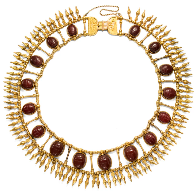 Spectacular Gold Necklace in the Archaeological Style With Carnelian