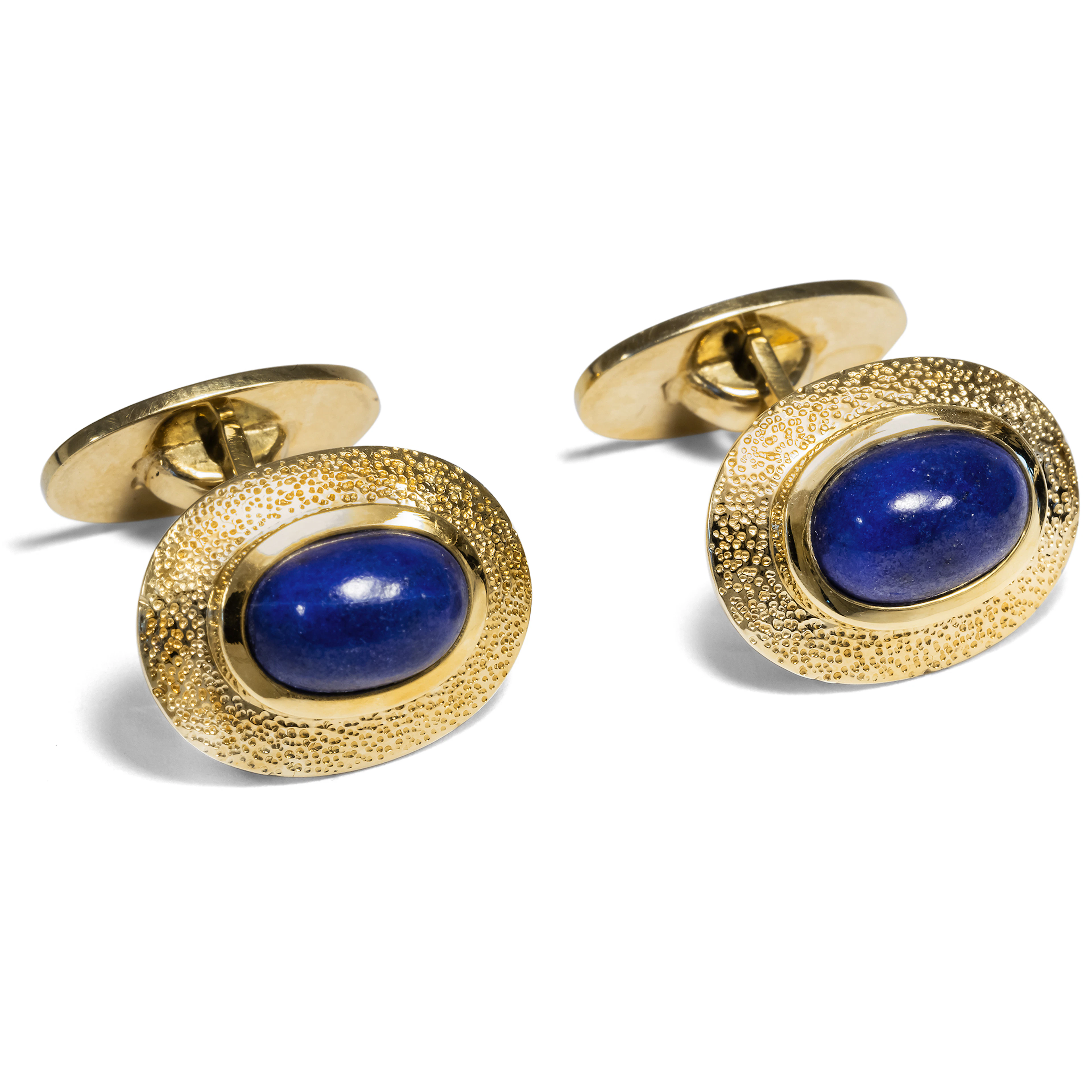 Stylish Vintage Cufflinks Made of Gold & Lapis, c. 1965