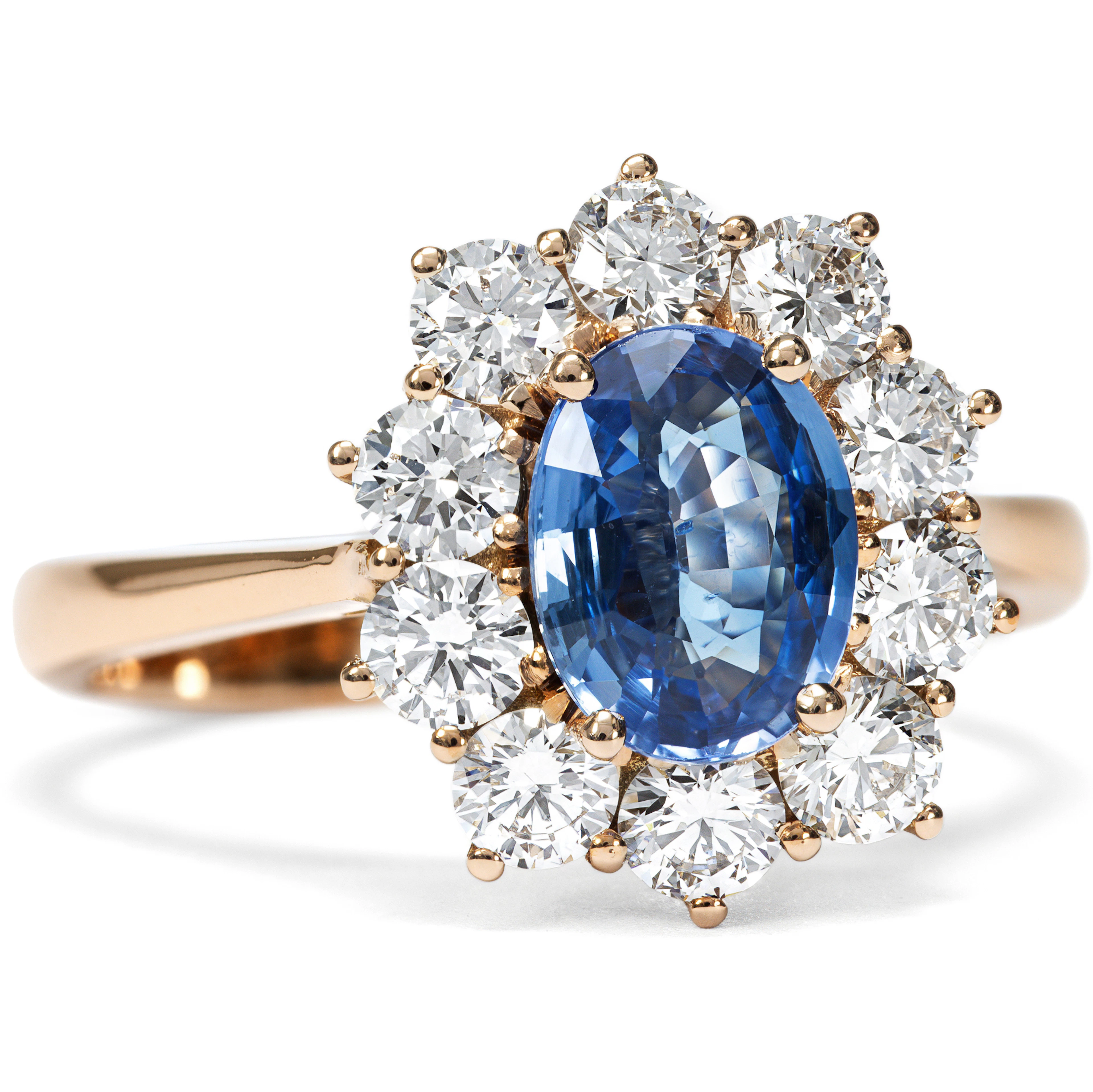 Timeless Ring with Sapphire & Diamonds in Rose Gold, Handcrafted in