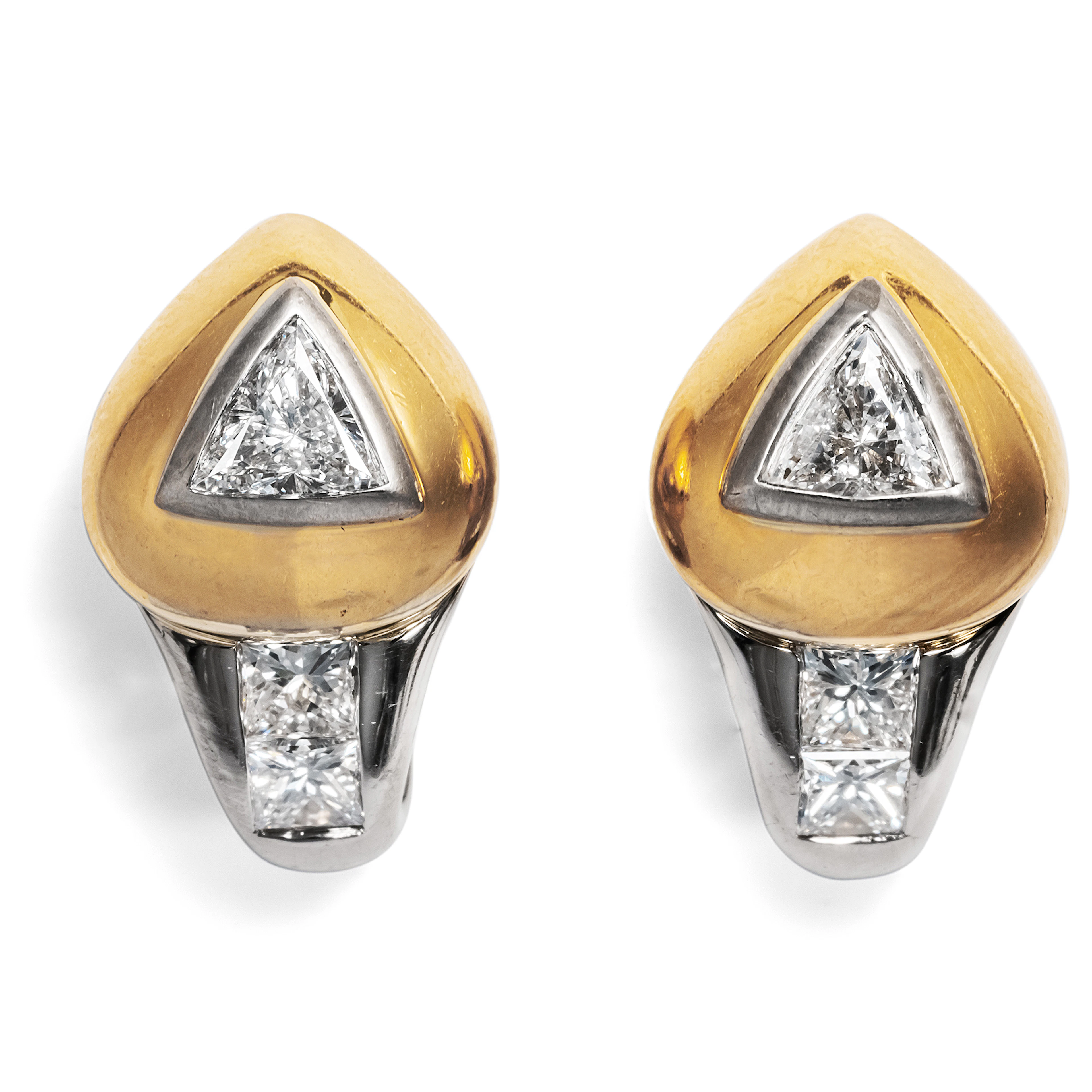 Vintage Earclips With Trillant & Princess Diamonds by Werner Zappe