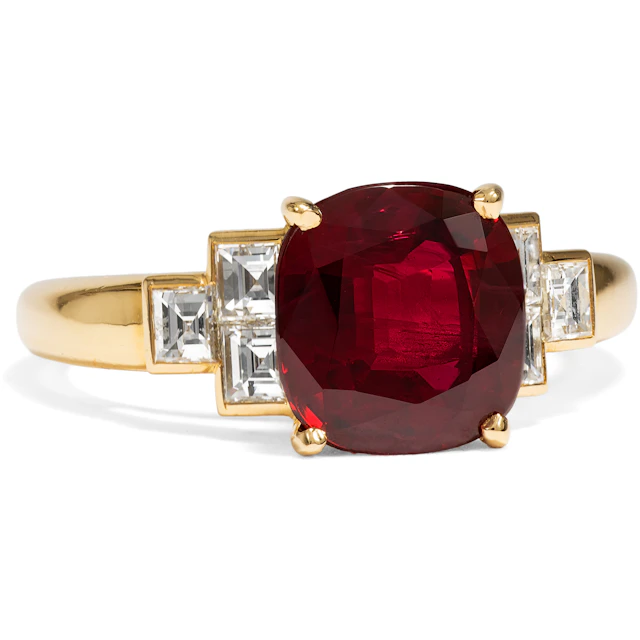 Precious ring with large Siamese ruby and diamonds, made by Cartier, circa 2005
