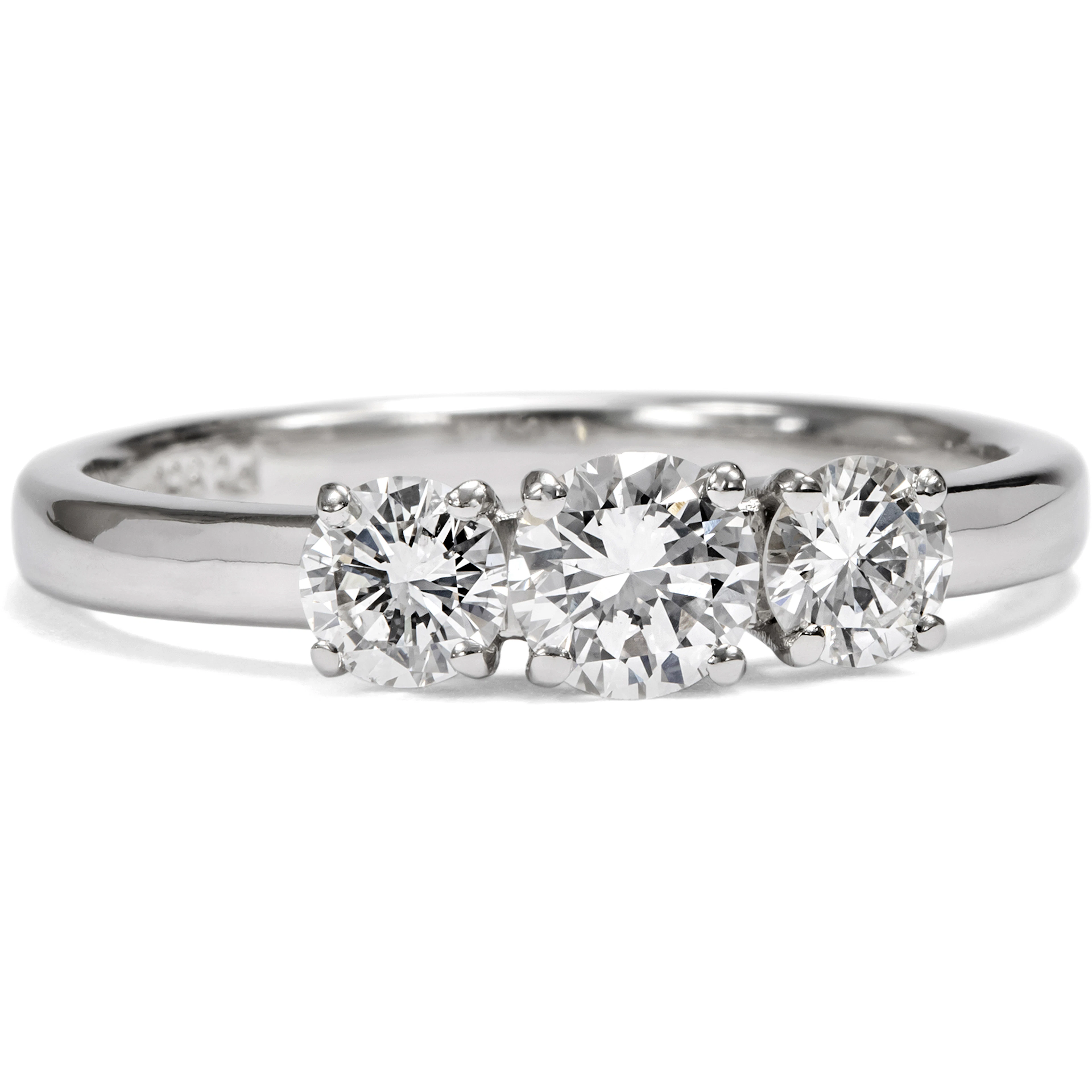 Sparkling "Trilogy" Ring with Vintage Diamonds in Platinum, from Our Workshop