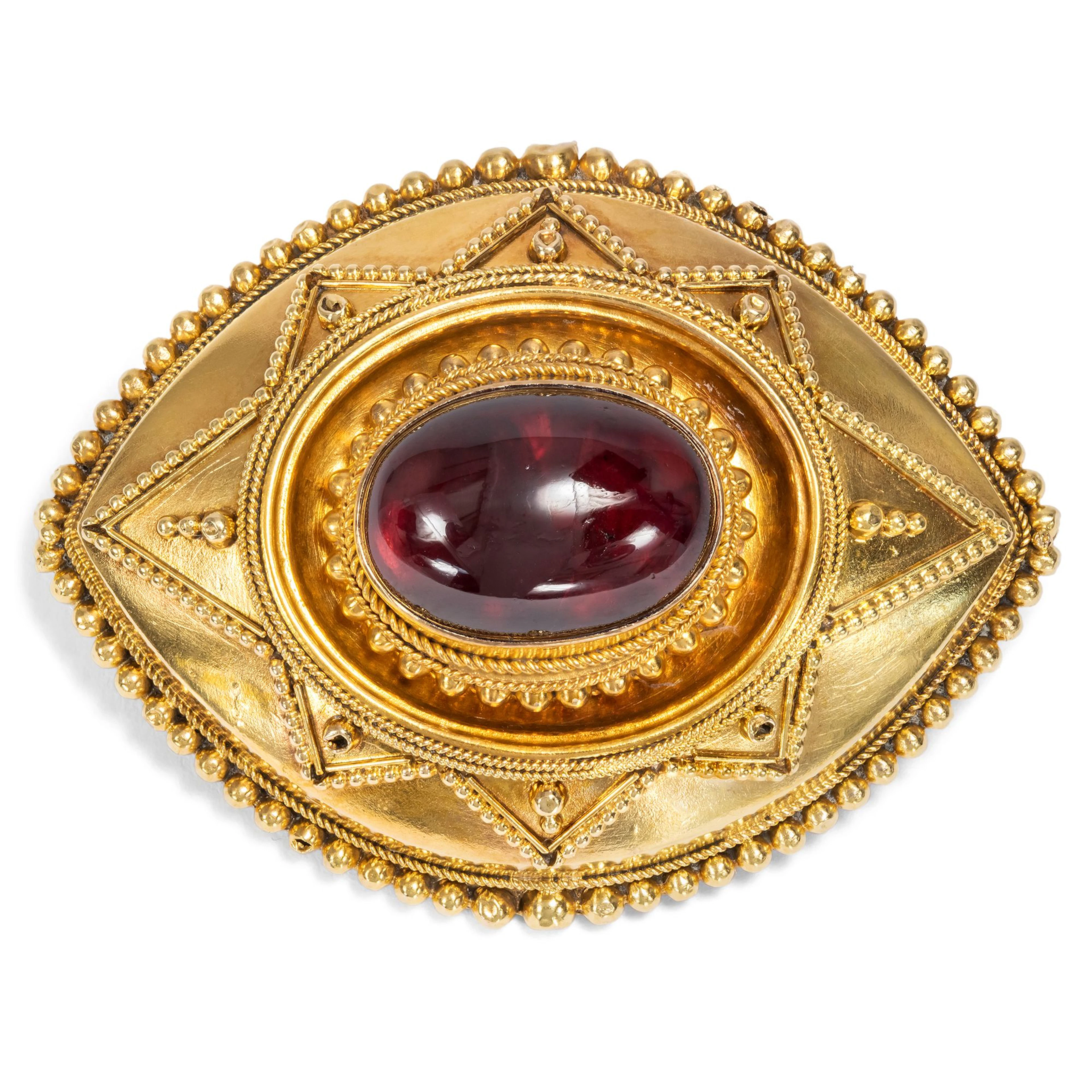 Victorian Gold Locket with Almandine Garnet, c. 1870