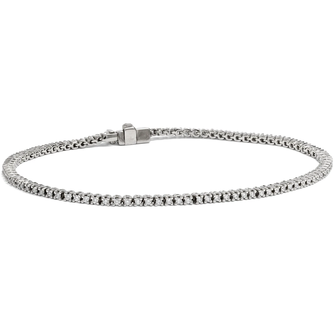Sparkling Tennis Bracelet with 0.97 ct Vintage Diamonds in White Gold