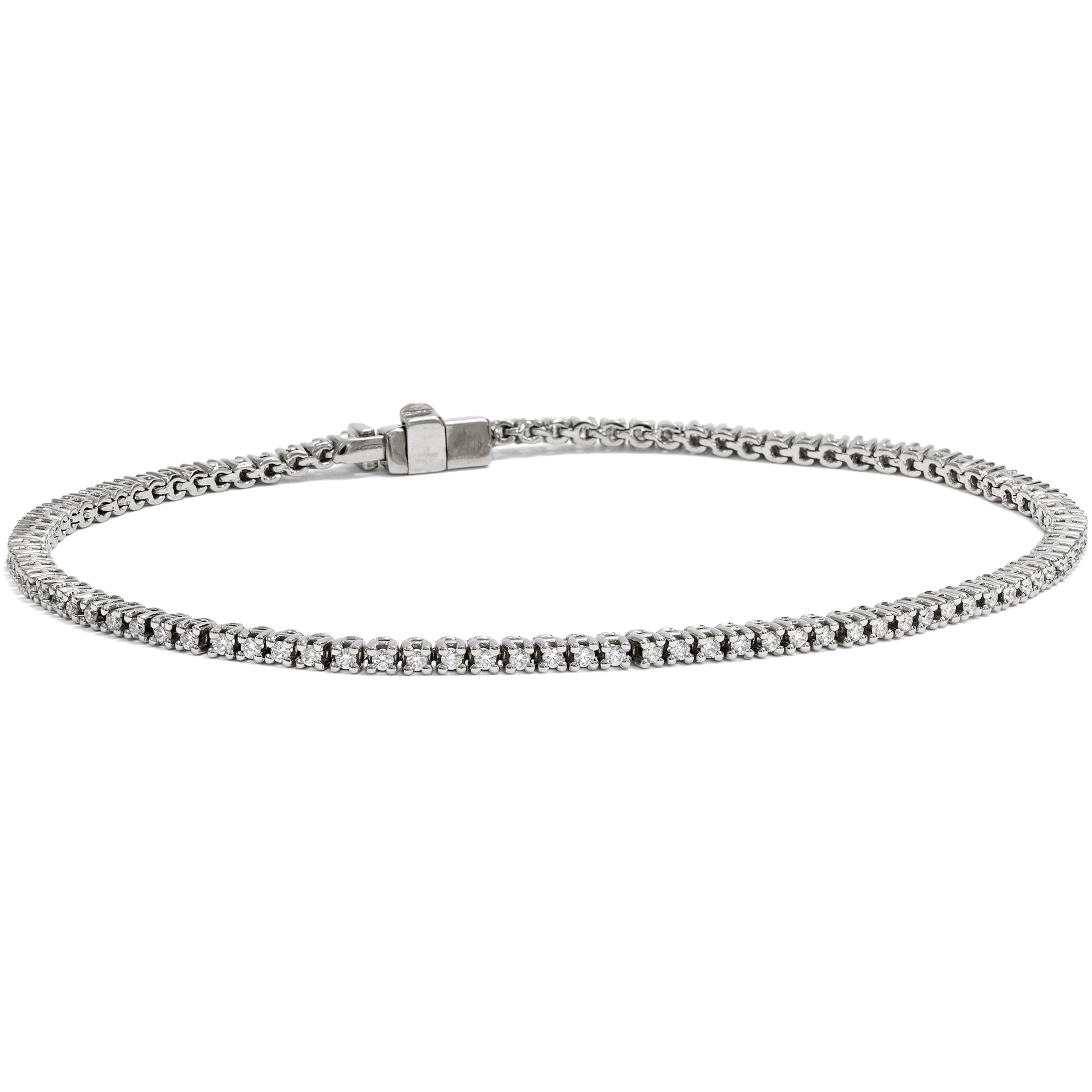 Sparkling Tennis Bracelet with 0.97 ct Vintage Diamonds in White Gold