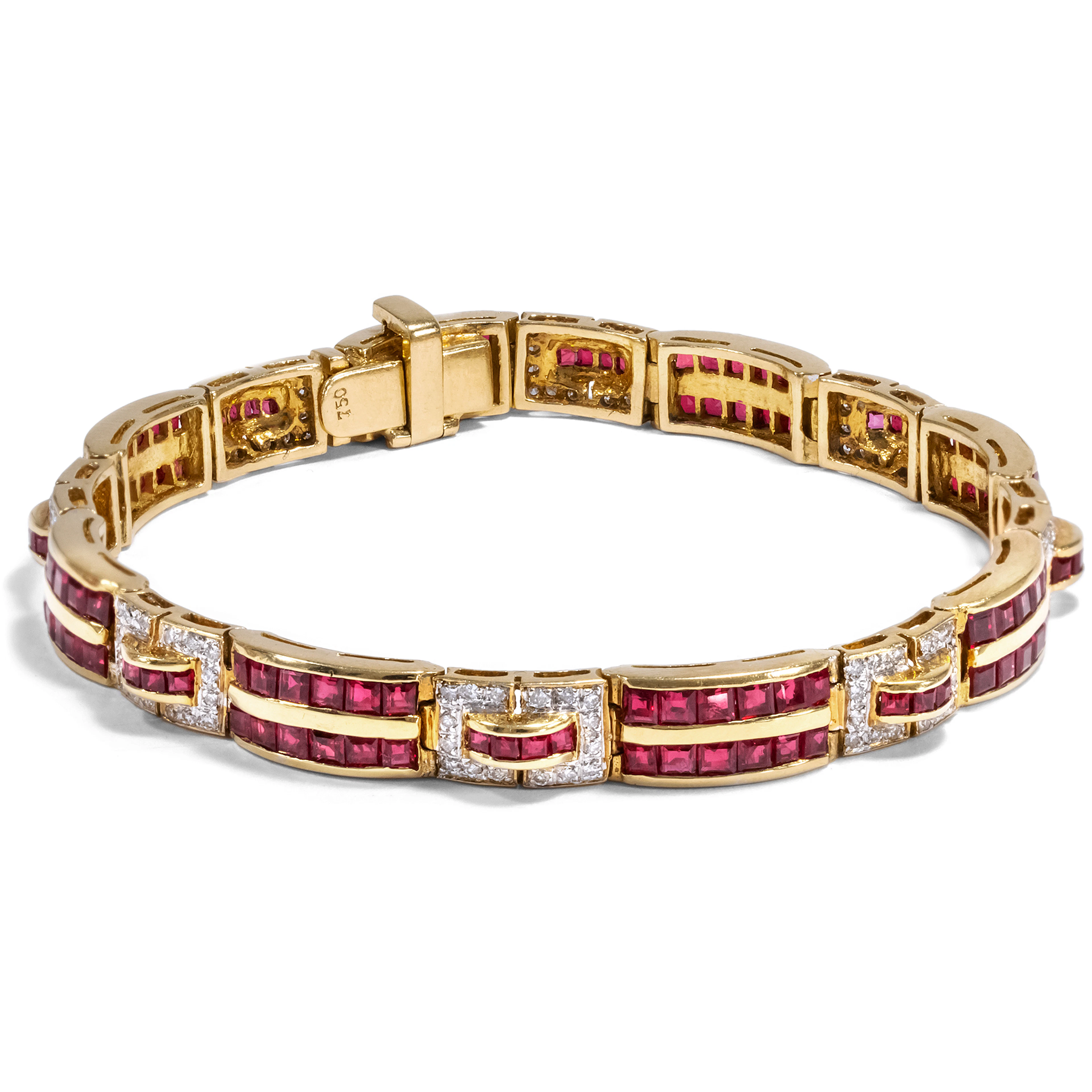 Luxurious Vintage Bracelet With Diamonds & Rubies, Germany c. 1985