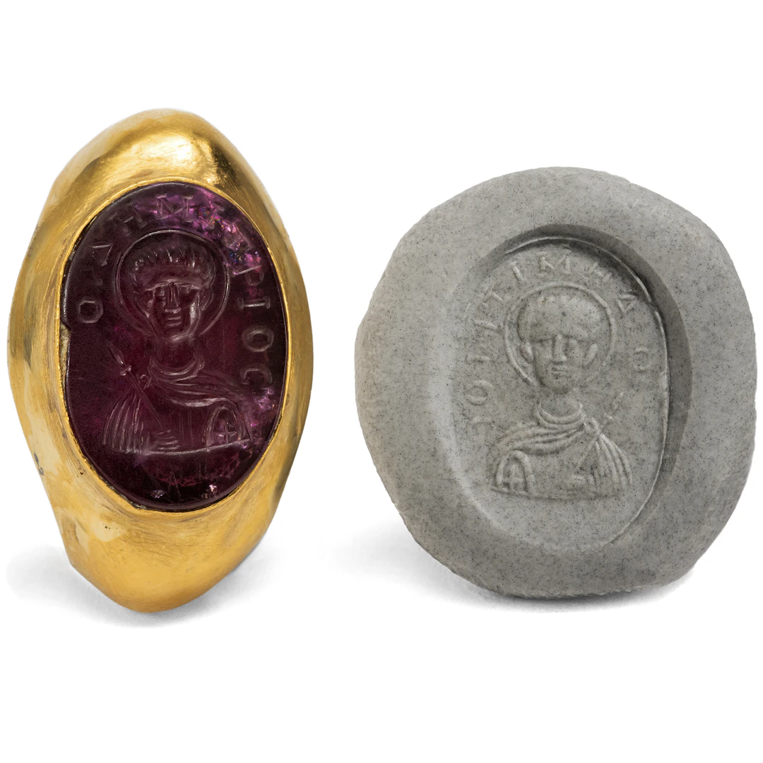 Antique Ring with an Intaglio of St. Demetrius in the Byzantine Style