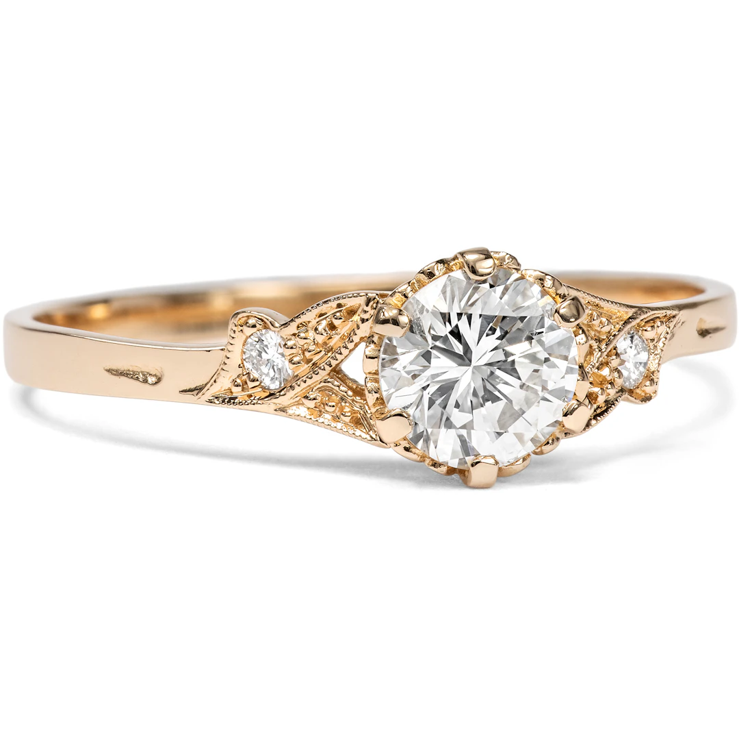 Delicate Ring with 0.61 ct Vintage Diamond in Rose Gold, from Our Workshop