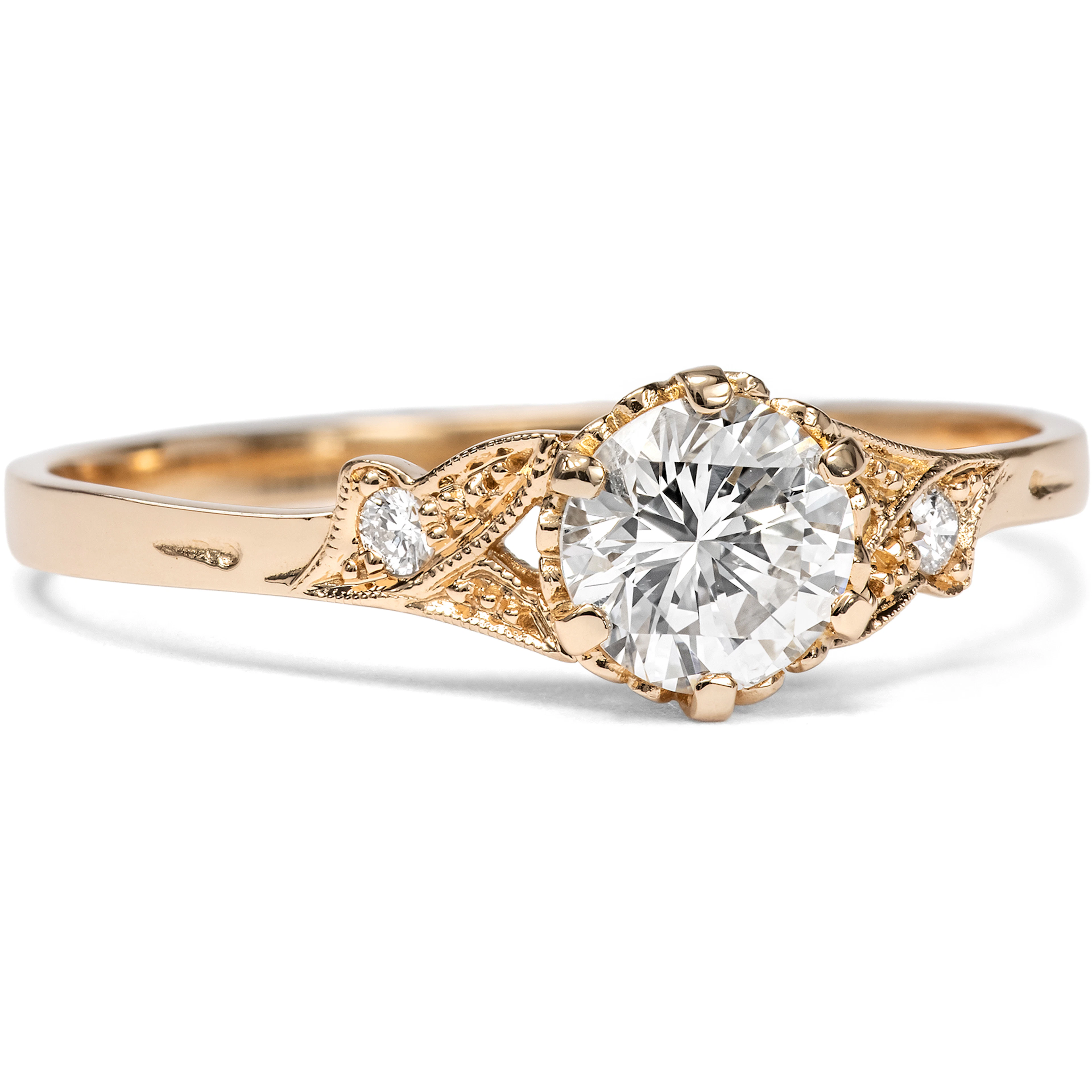 Delicate Ring with 0.61 ct Vintage Diamond in Rose Gold, from Our Workshop