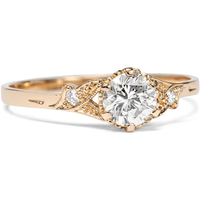 Delicate Ring with 0.61 ct Vintage Diamond in Rose Gold, from Our Workshop