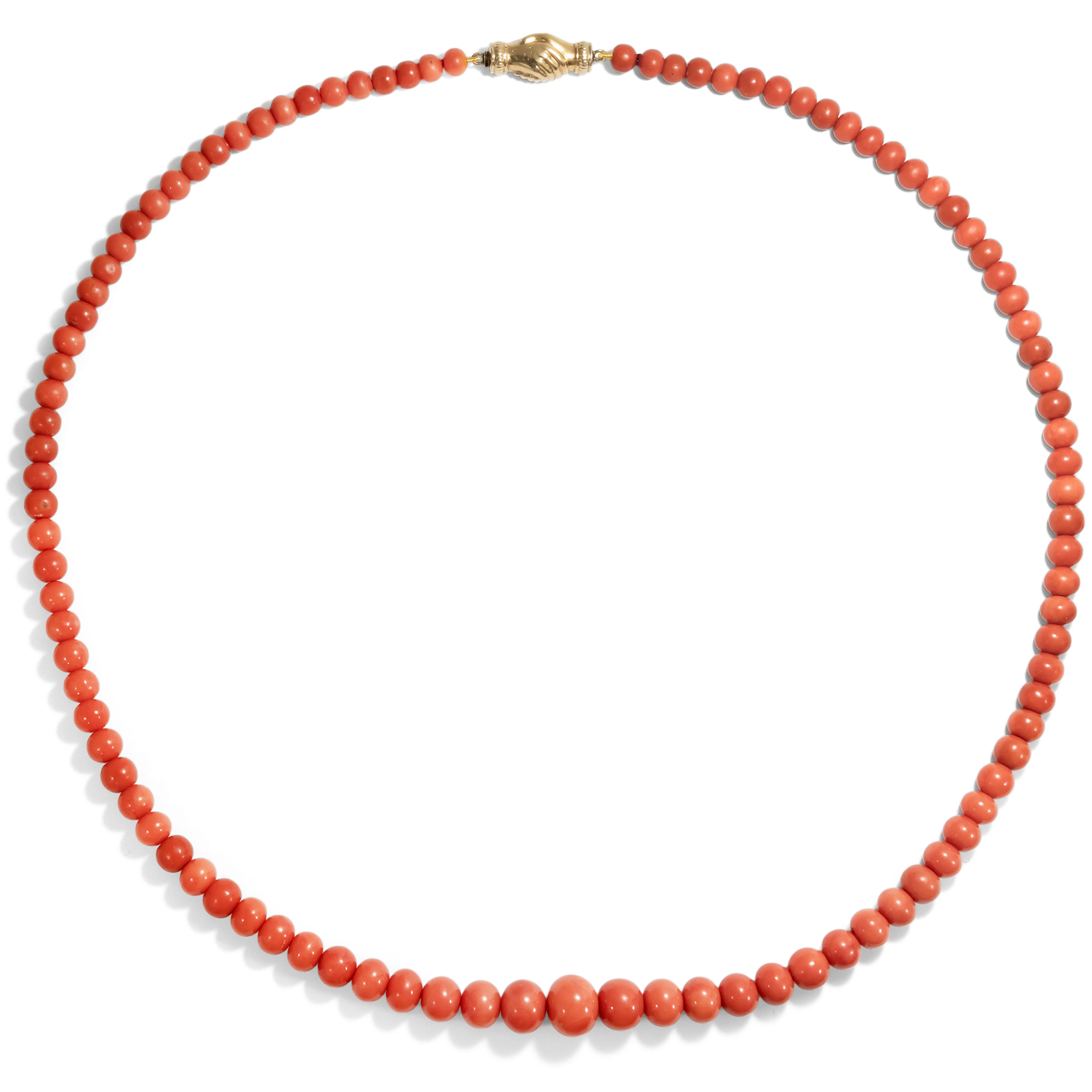 Antique Necklace Made of Precious Coral With Original Gold Clasp, c. 1900