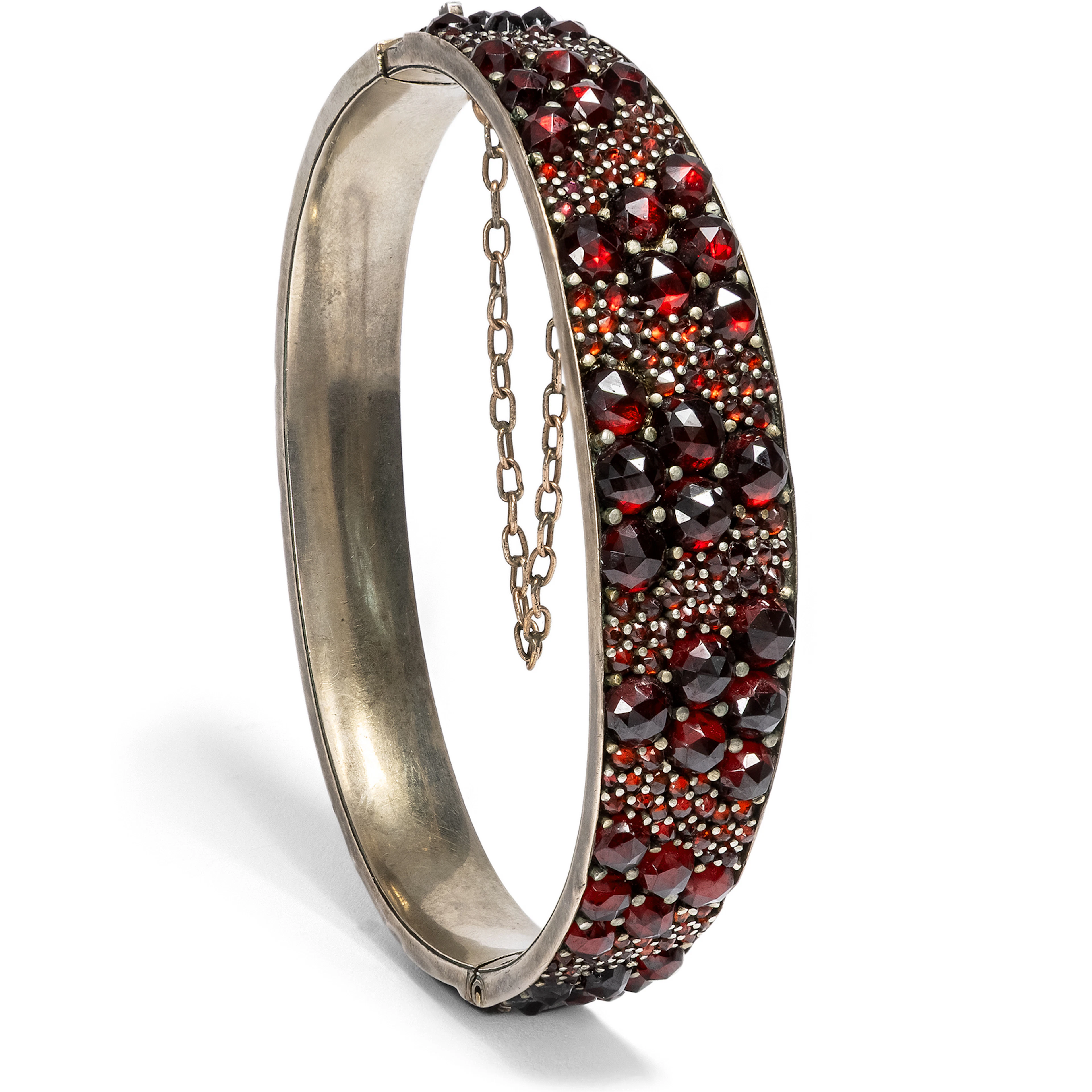 Antique Bangle Made of Bohemian Garnets, c. 1890