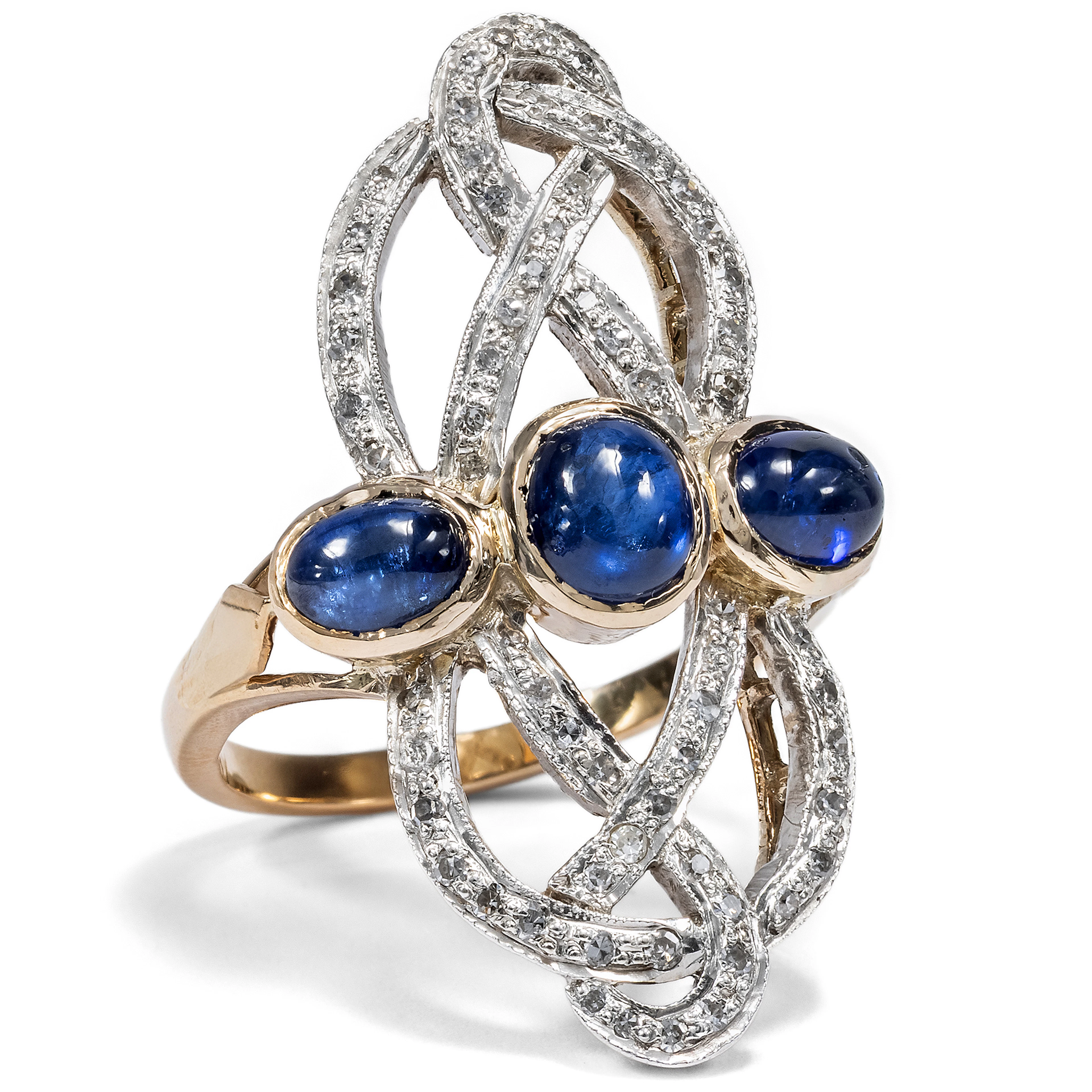Large Ring in a Historic Style with Sapphires and Diamonds, ca. 1985