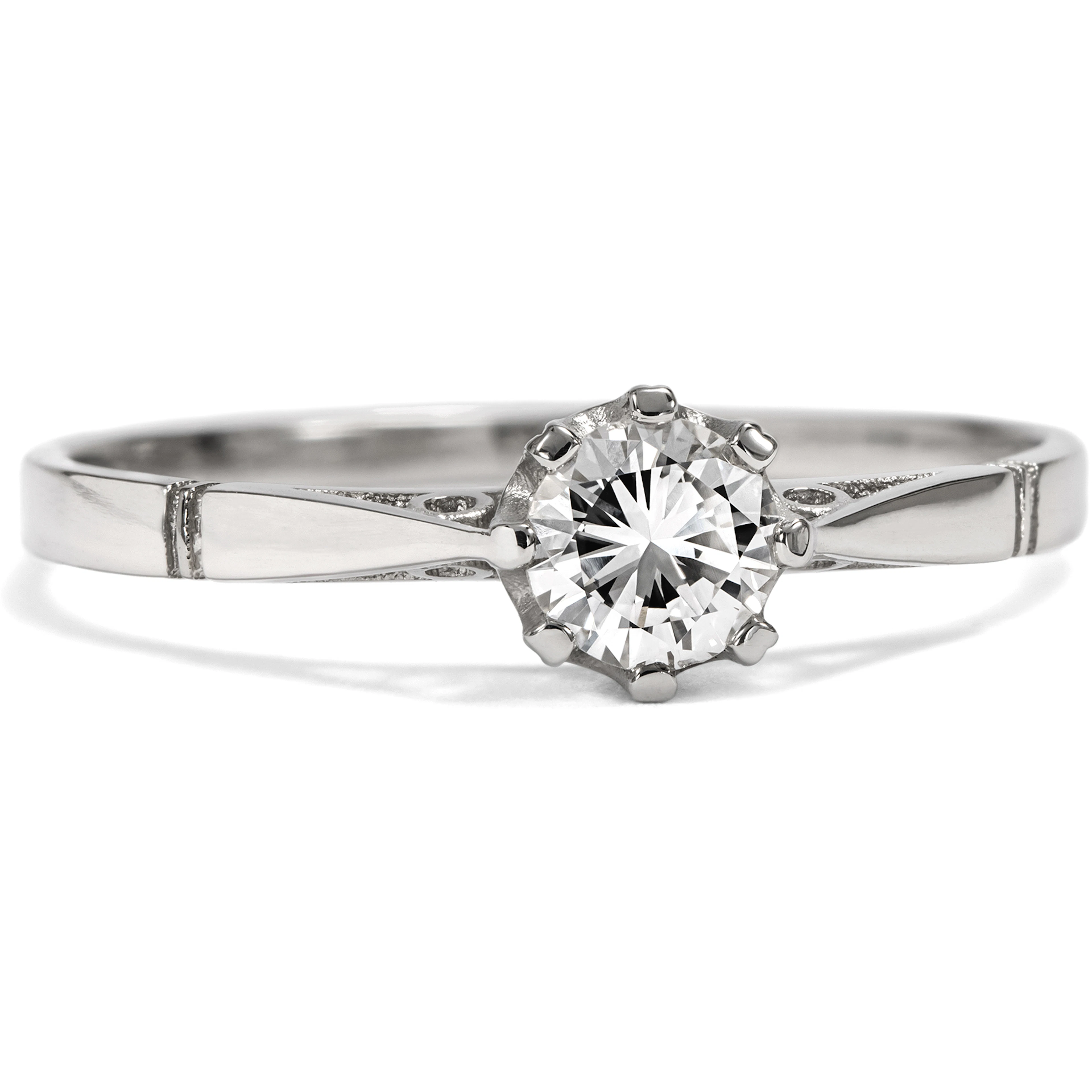 Unworn Platinum Engagement Ring with 0.32 ct Vintage Diamond from Our Workshop