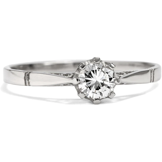 Unworn Platinum Engagement Ring with 0.32 ct Vintage Diamond from Our Workshop