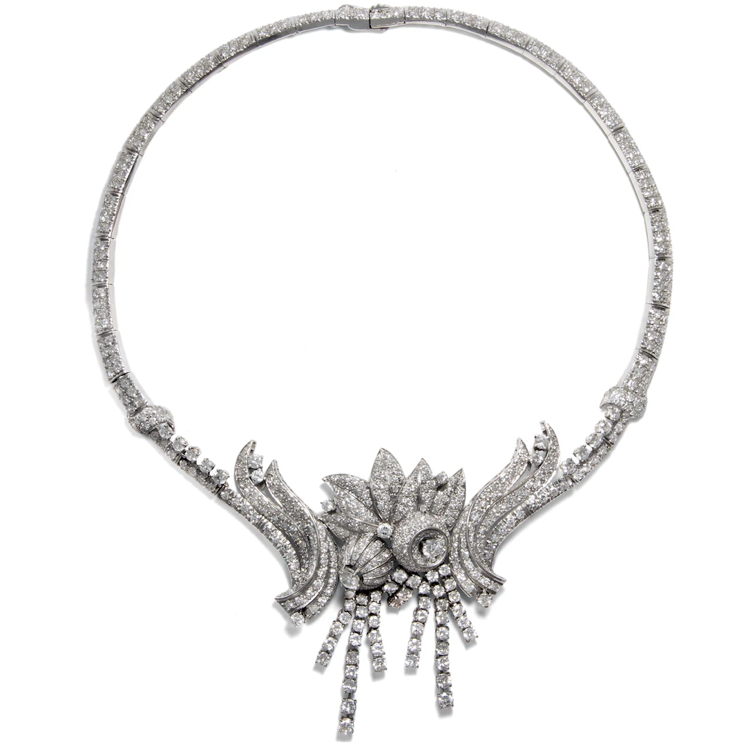 Precious Vintage Necklace With 20.65 ct Diamonds in Platinum, 1950s