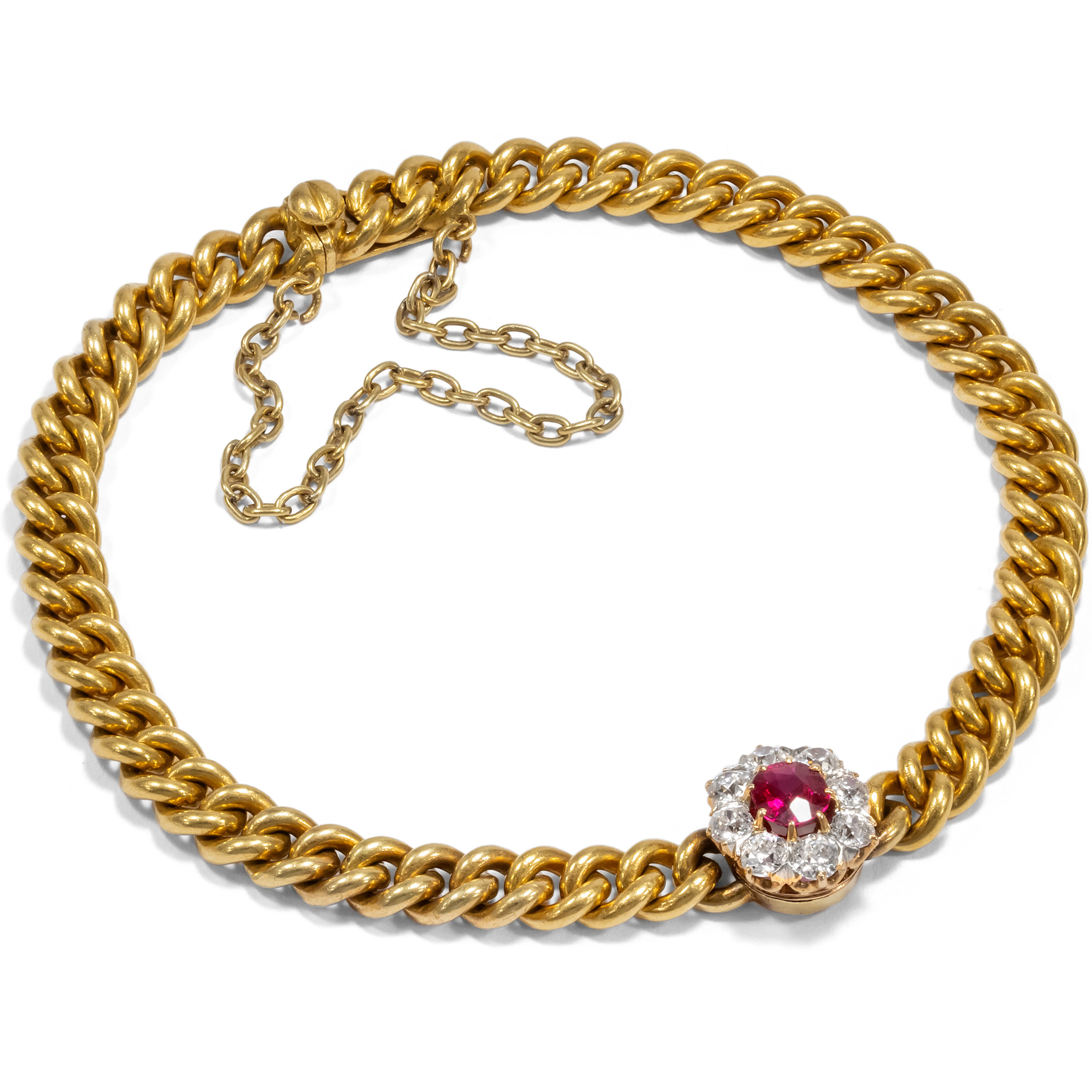 Antique Burma Ruby & Diamond Gold Bracelet, Germany c. 1900