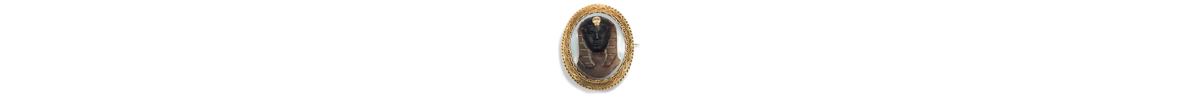 Egyptian Revival Hardstone Cameo Brooch, France circa 1870