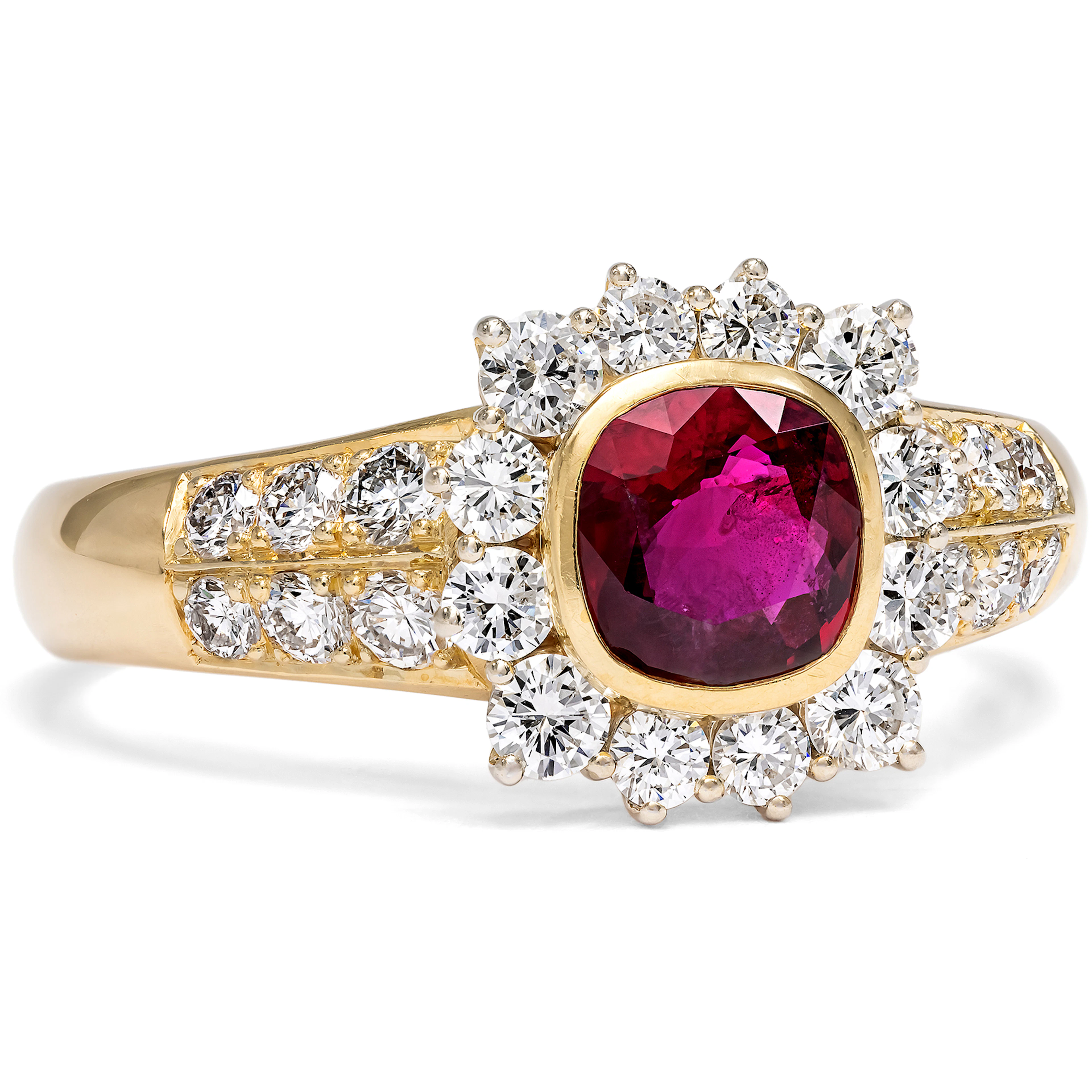 Precious Vintage Ring With Ruby & Diamonds in Gold, Circa 1991