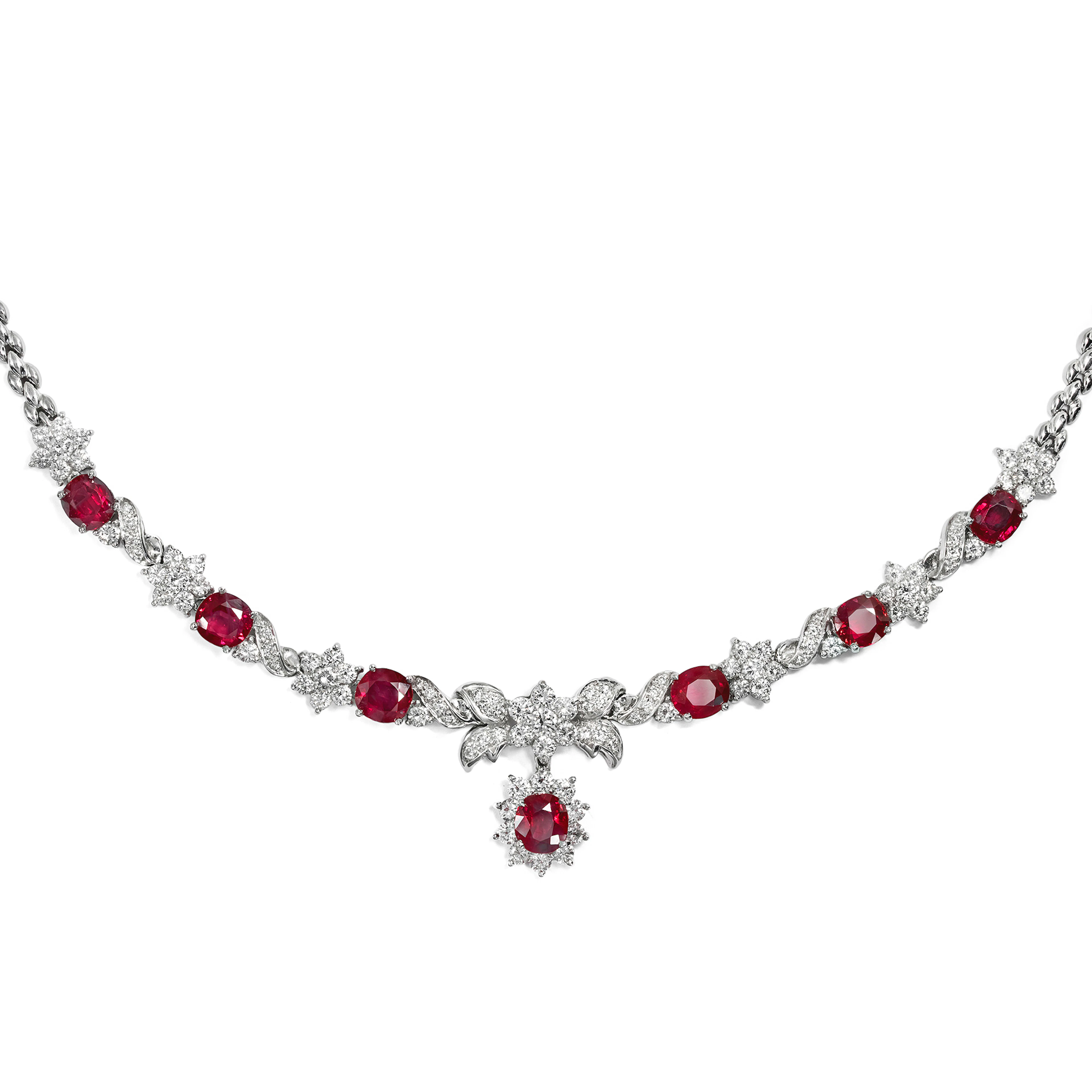 Delicate Burmese Ruby & Diamond Necklace, Chow Tai Fook, Hong Kong, c. 2010