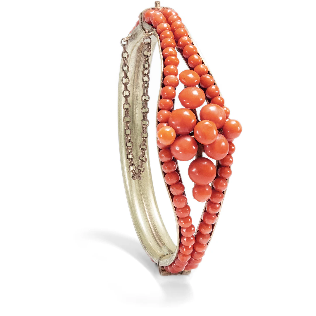 Antique Bangle with Mediterranean Corals, c. 1890