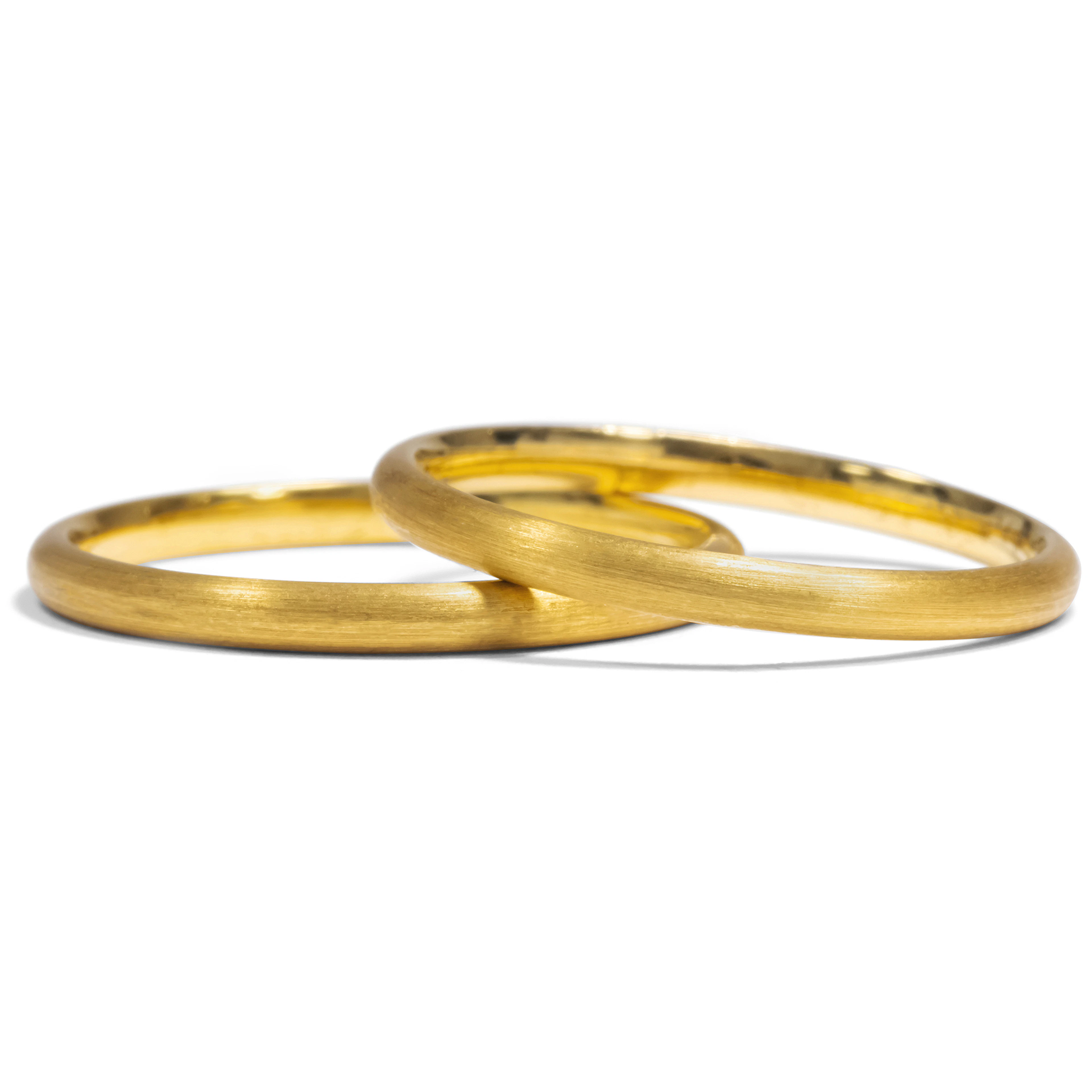 Pair of Wedding Rings in Brushed 900/000 Yellow Gold From Our Workshop