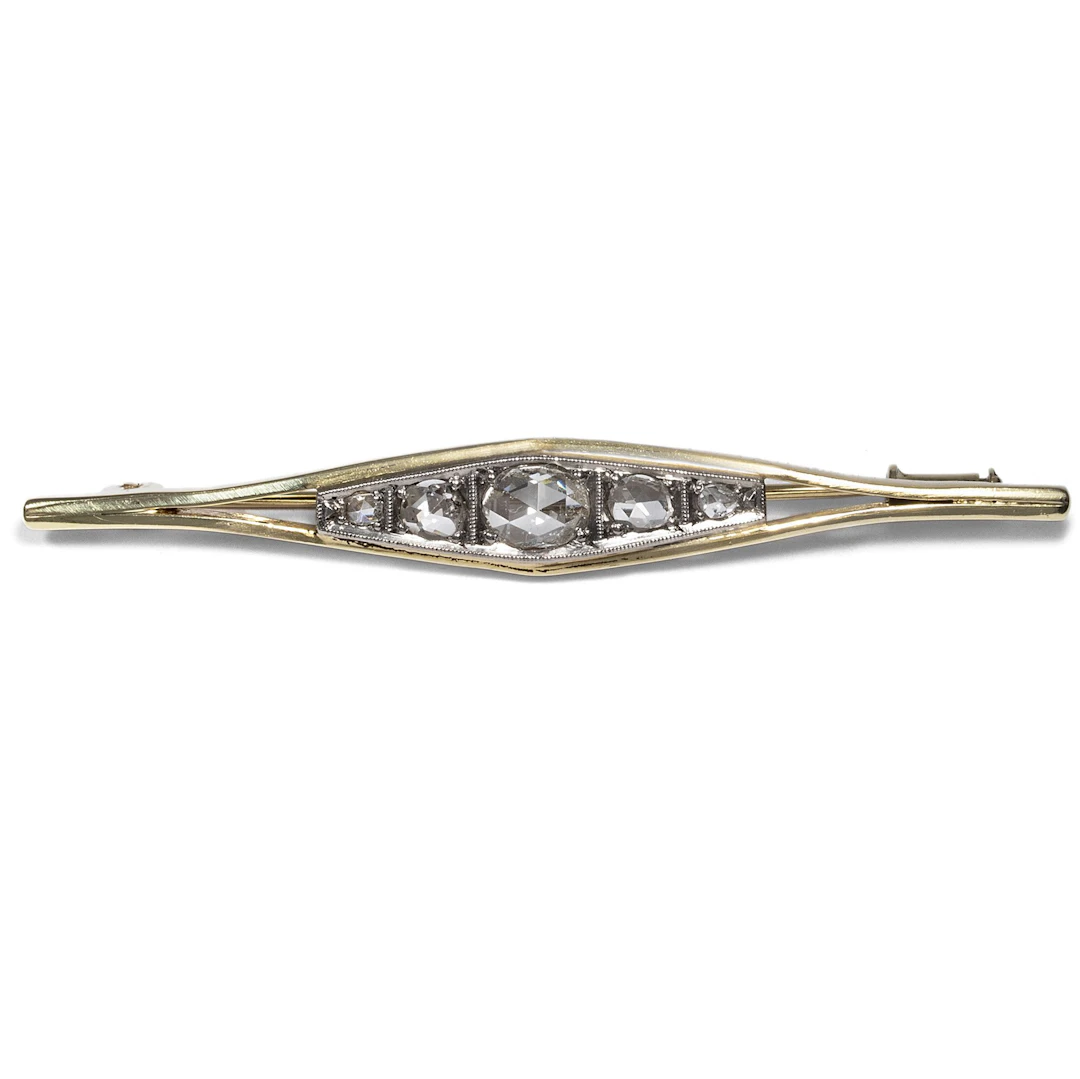 Brooch of the Economic Miracle With Diamond Roses in Gold & Platinum