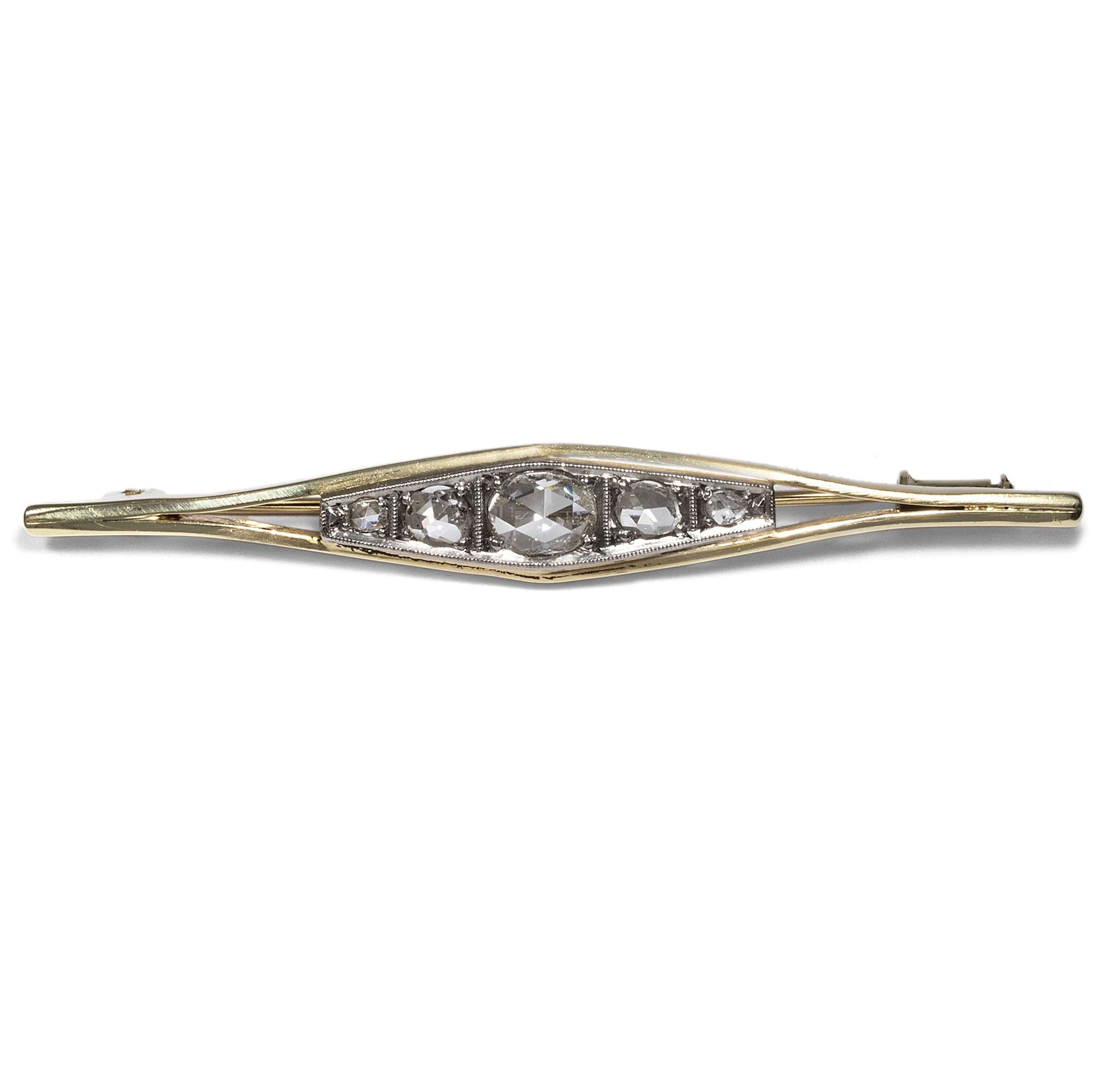 Brooch of the Economic Miracle With Diamond Roses in Gold & Platinum