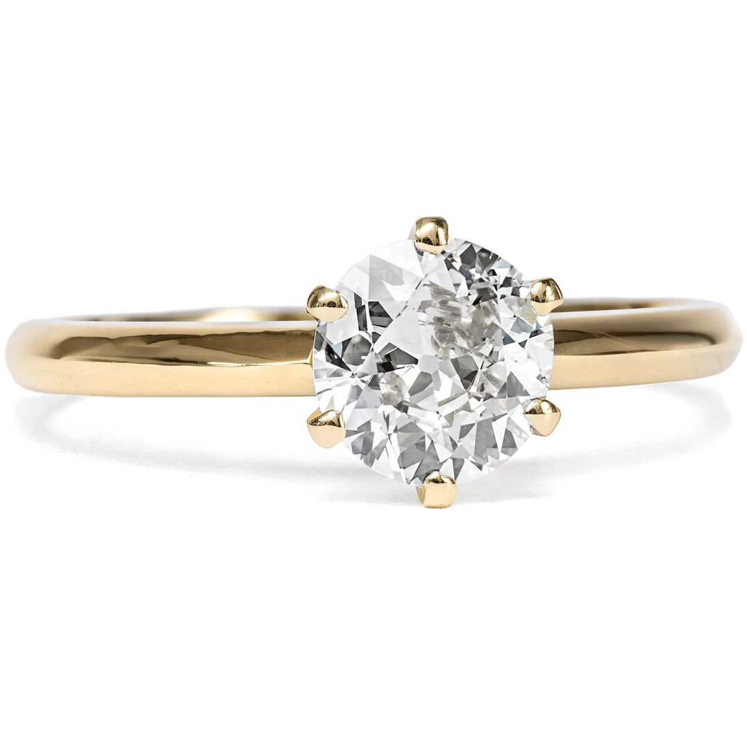 Classic Engagement Ring With a 0.95 ct Old-Cut Diamond in Gold, from