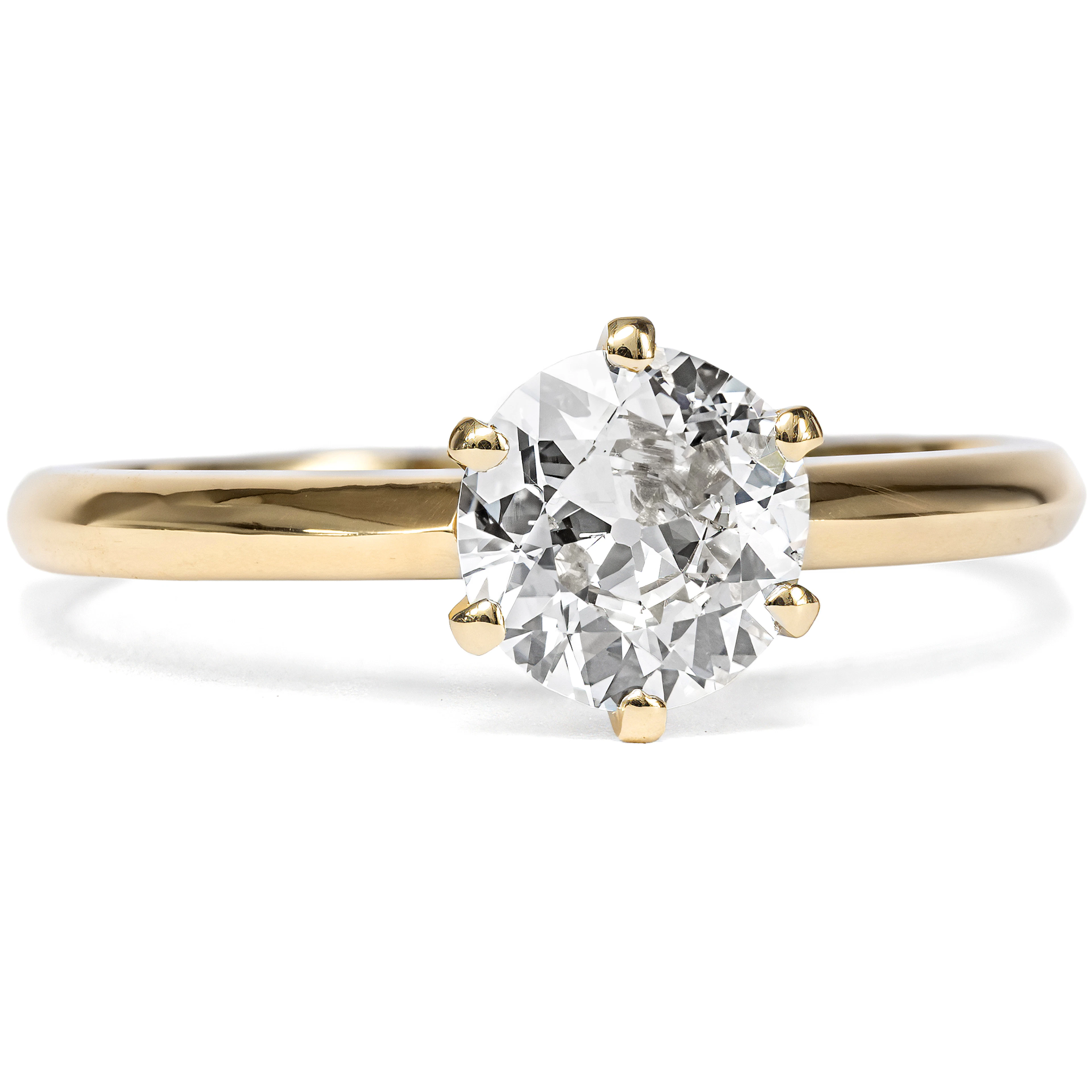 Classic Engagement Ring With a 0.95 ct Old-Cut Diamond in Gold, from