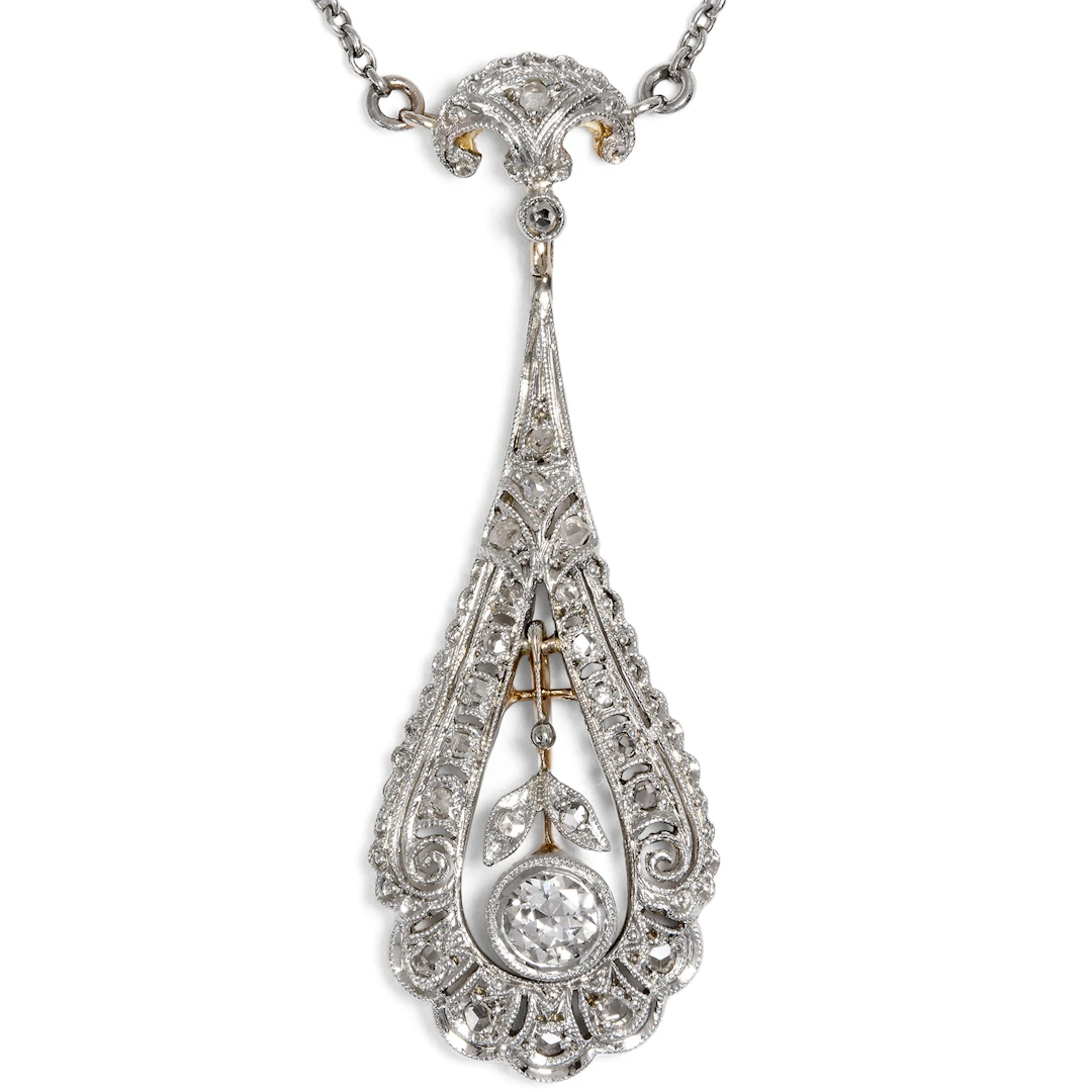 Antique Diamond Necklace in Platinum on Gold, Germany, c. 1915