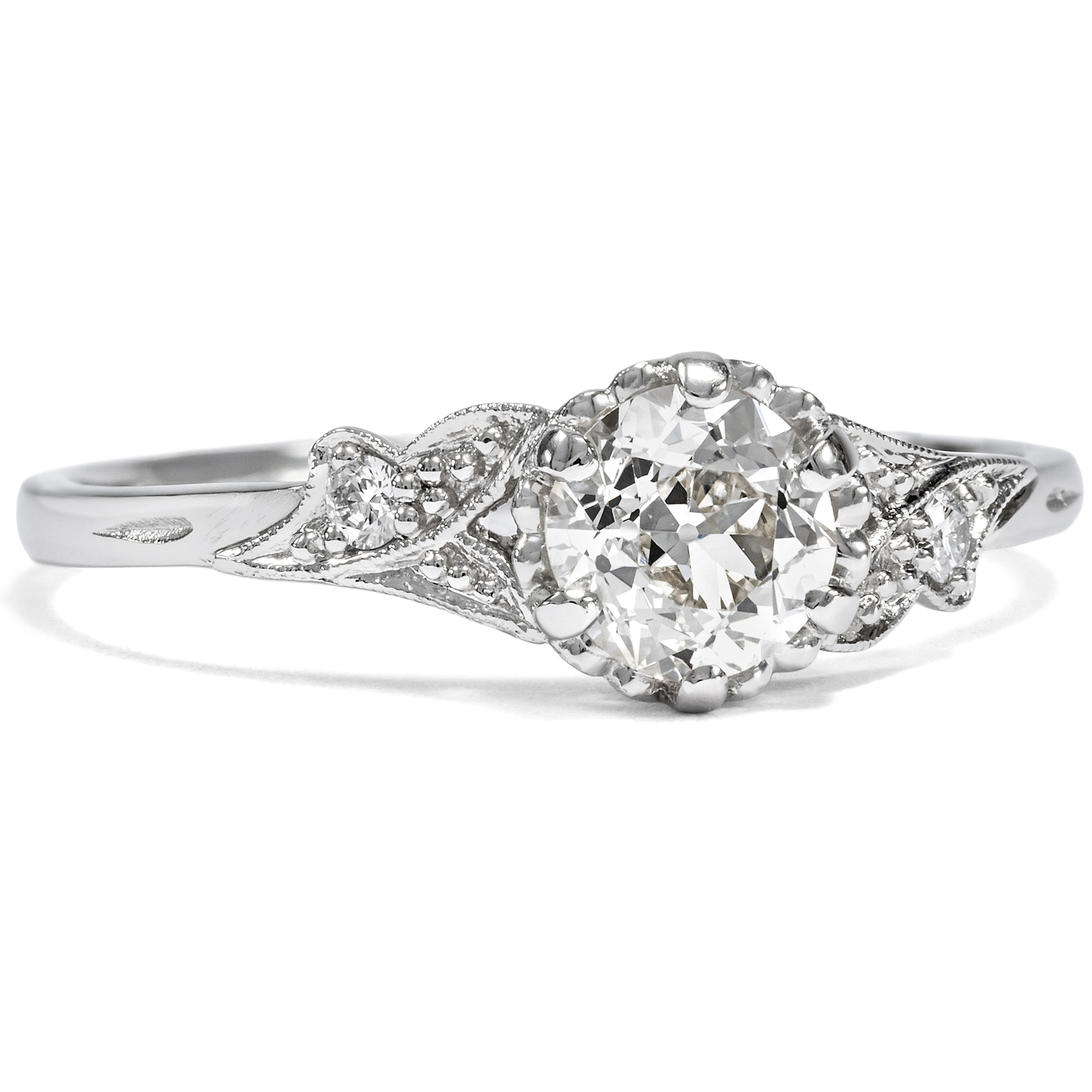 Delicate Ring with a 0.56 ct Old European Cut Diamond in Platinum