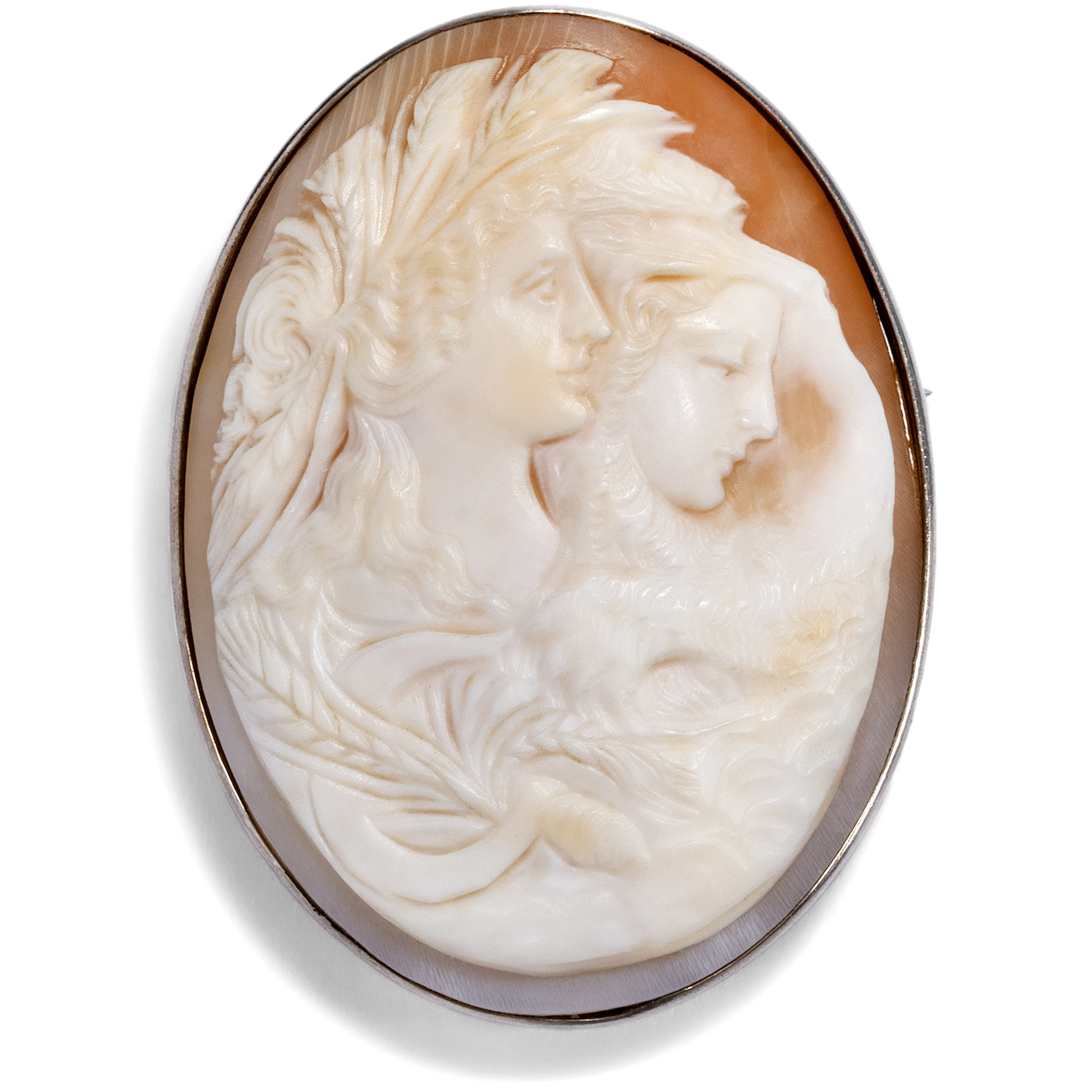 Large Shell Cameo Brooch with Ceres & Omphale, c. 1880 & Later