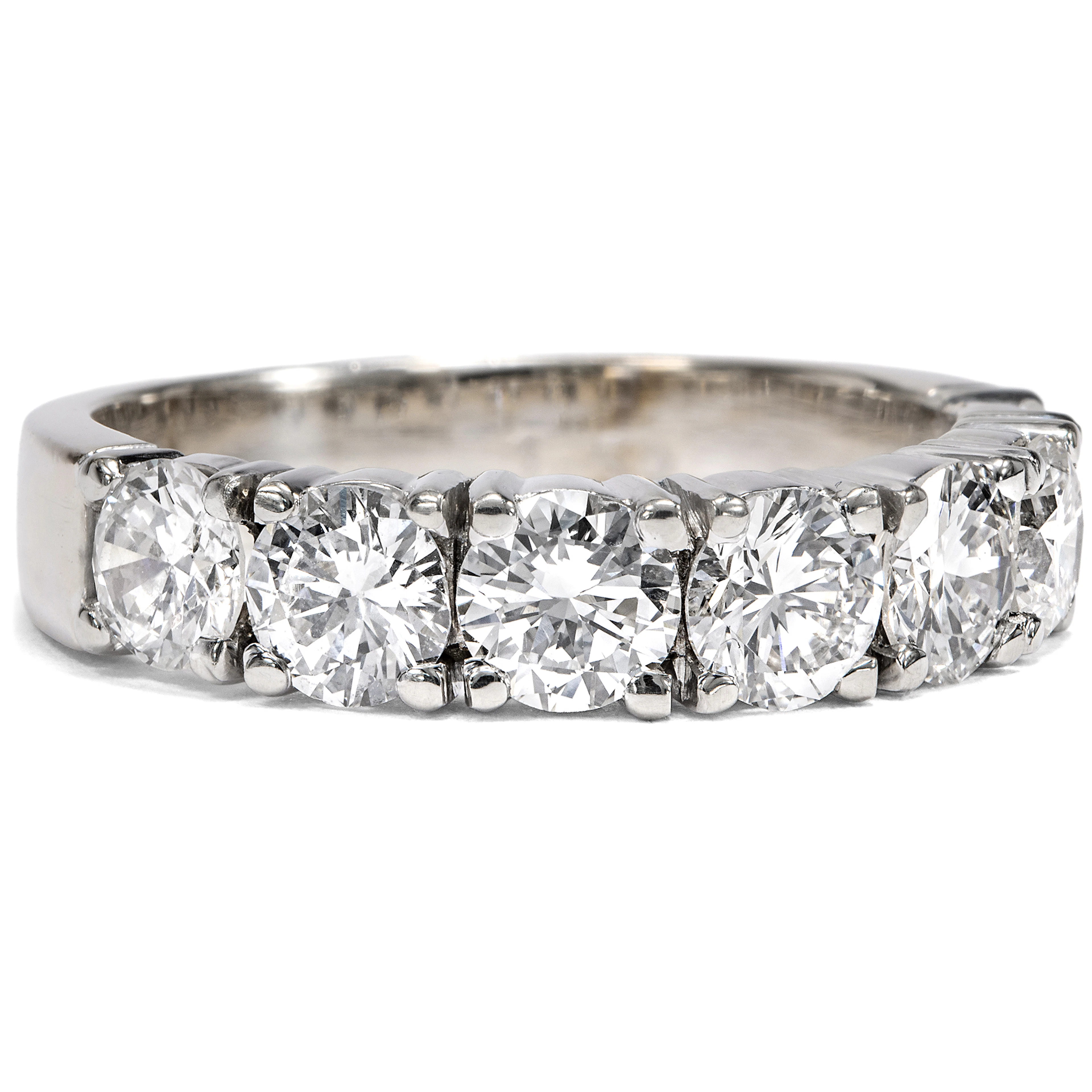Timeless "Half-Memory" Ring with Seven Diamonds in White Gold, Germany c. 2000