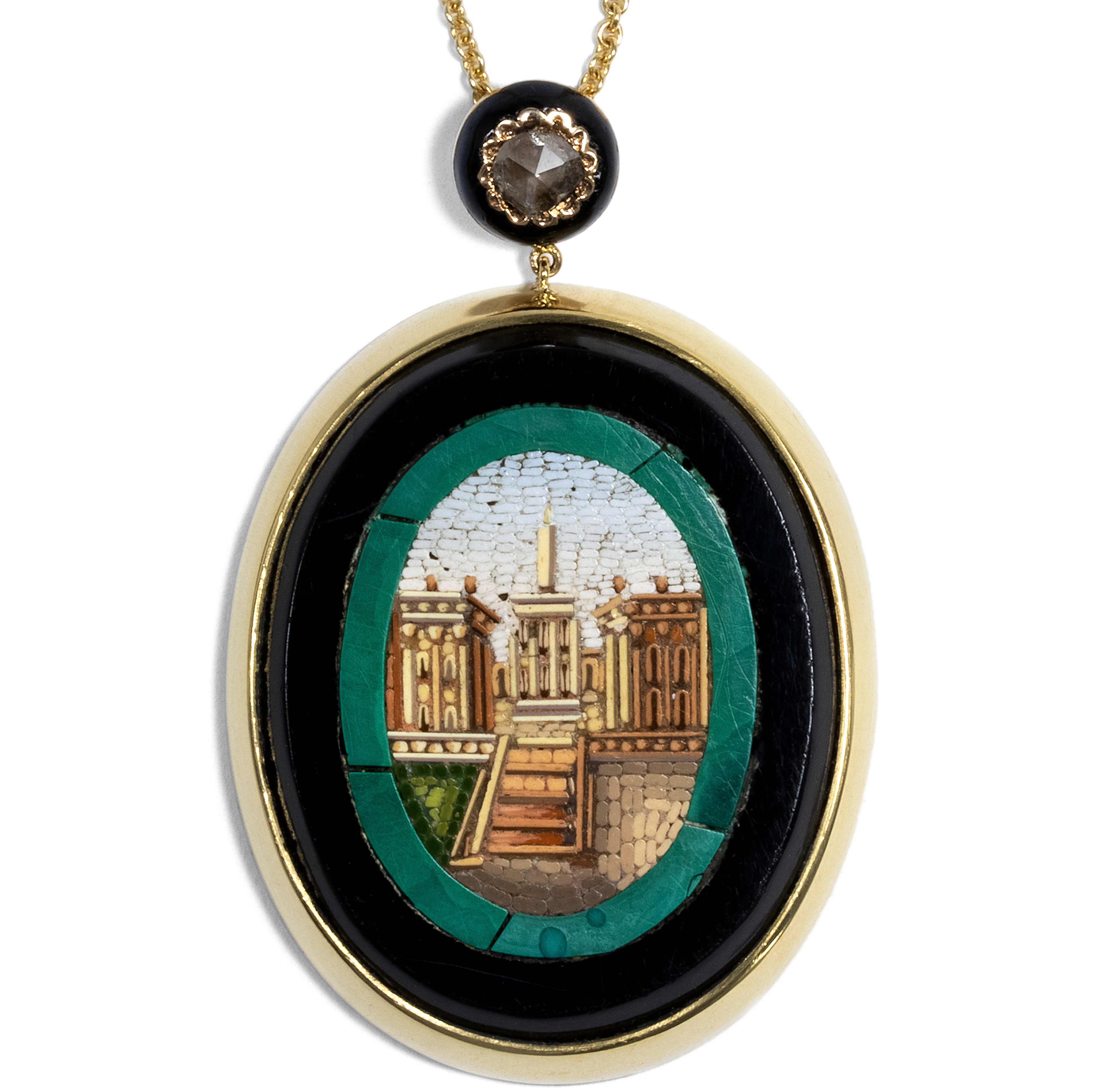 Pendant With Micromosaic of the Capitol, Rome 1850s and Later