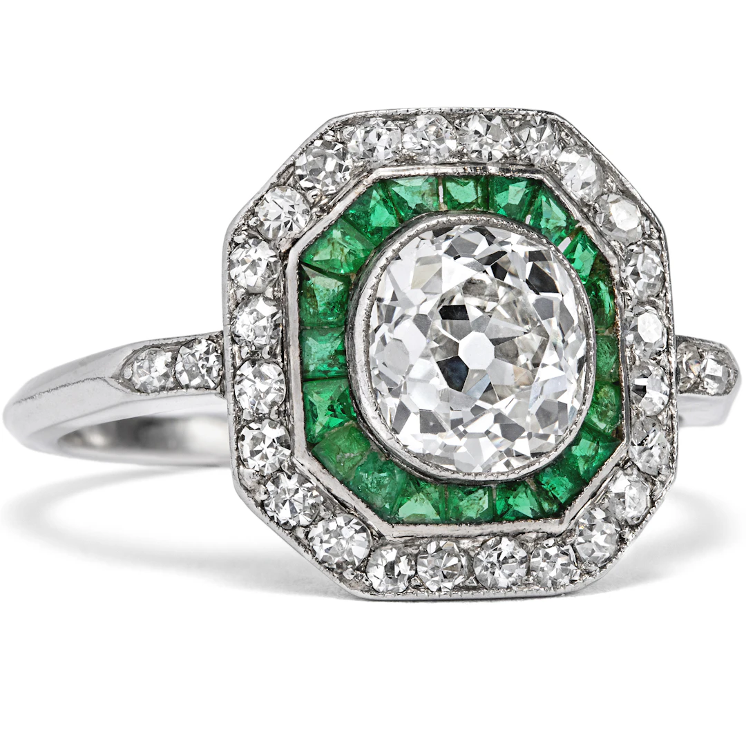 Belle Époque Platinum Ring with 1.30 ct Old European Cut Solitaire