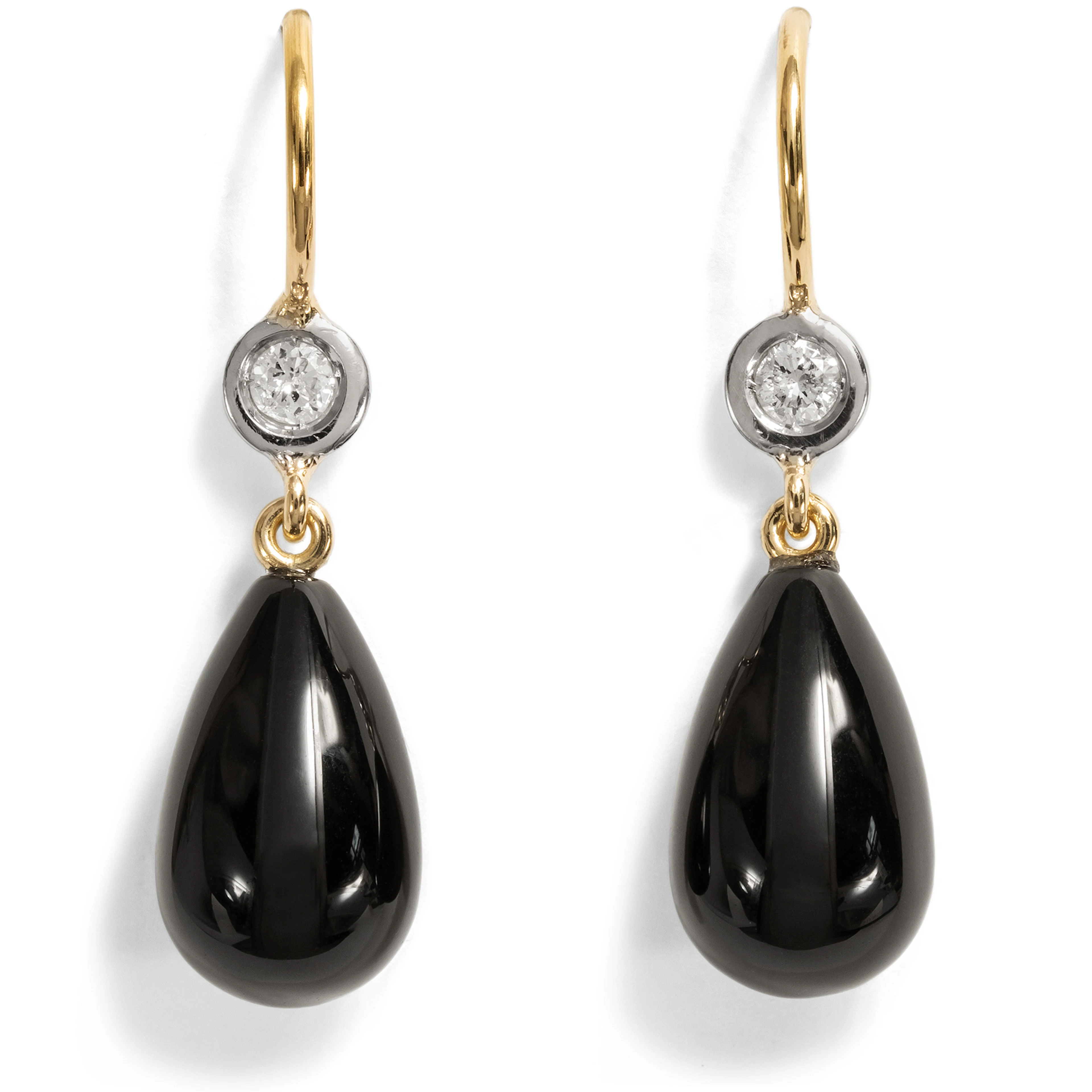 Earrings with Onyx and Vintage Diamonds, from Our Workshop