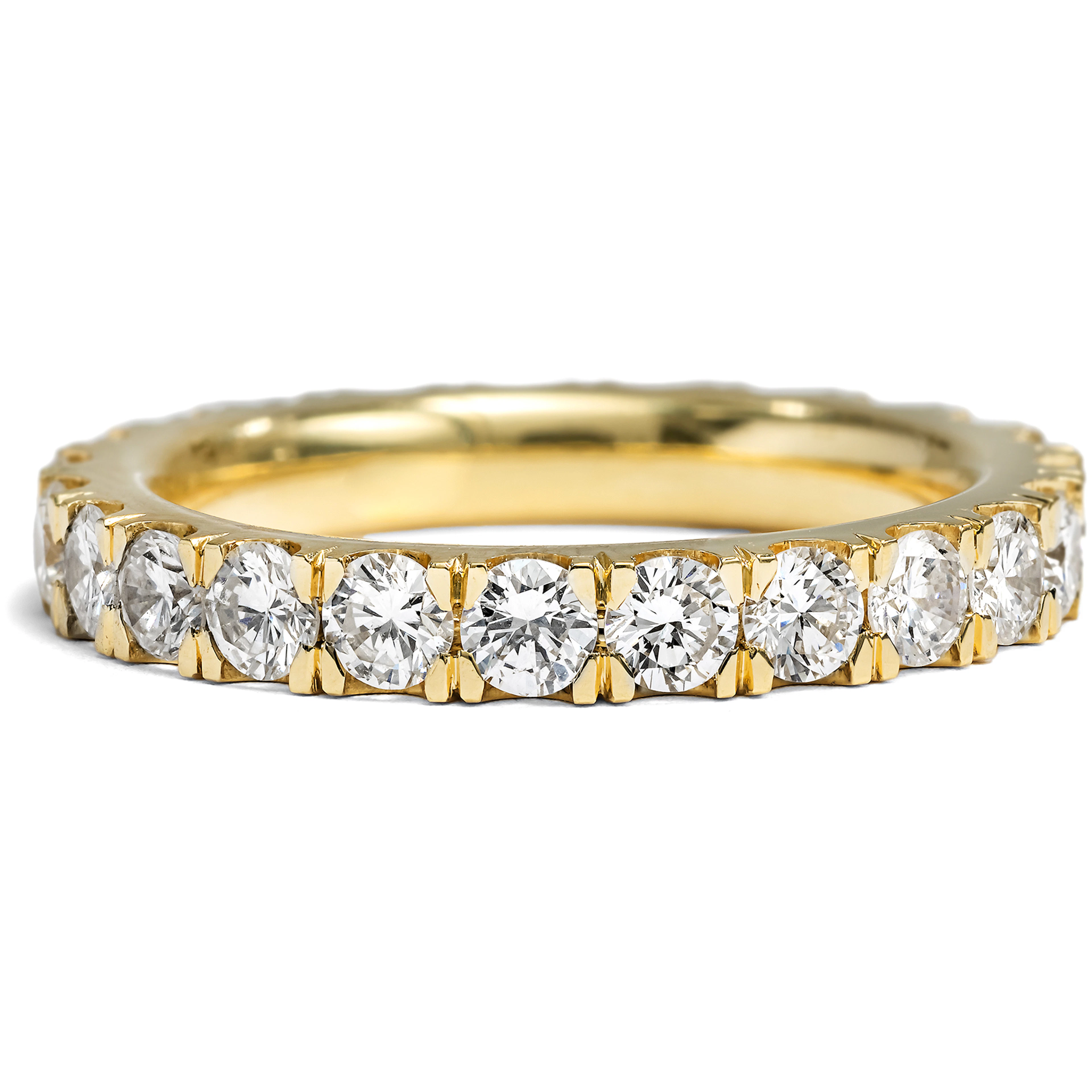 Unworn Yellow Gold Memory Ring with 2.18 Ct Diamonds, Size 55