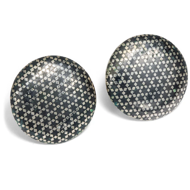 Antique, Silver-Plated Cufflinks with Niello, c. 1900