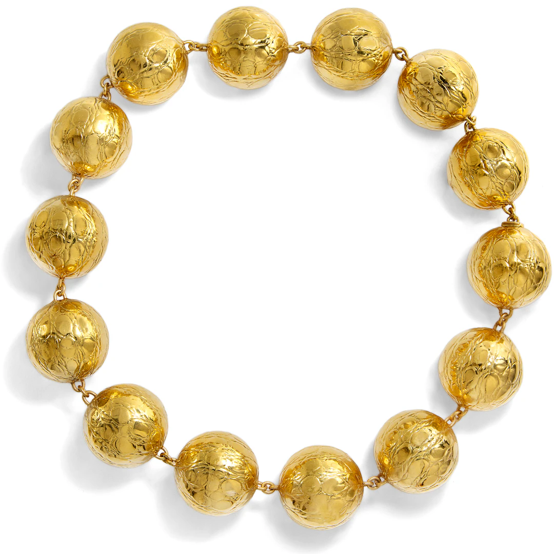 Vintage High-Carat Gold Necklace with Crocodile Skin Texture, Gucci, c. 1980s