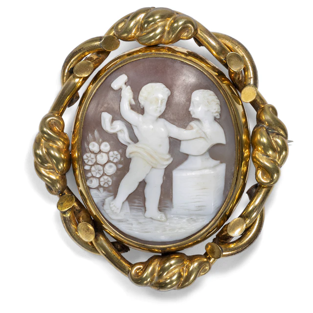 Unusual Cameo Brooch With Locket, England ca. 1850