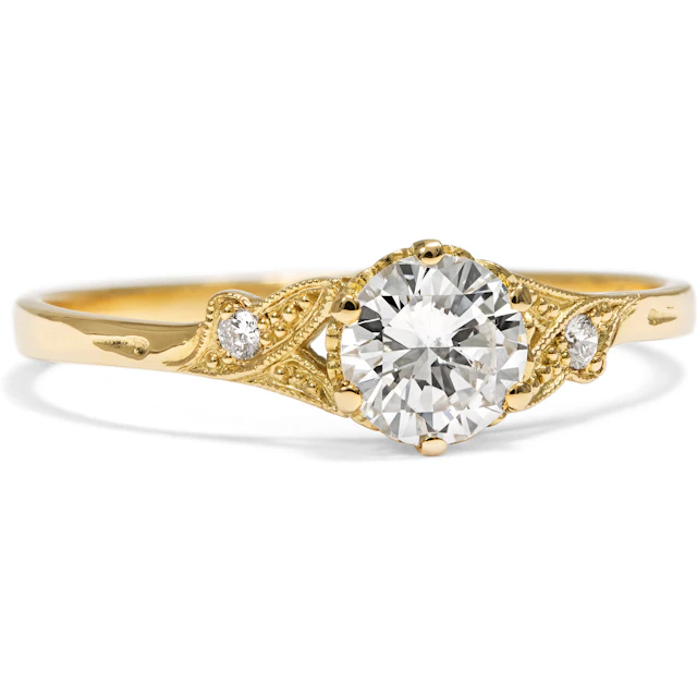 Delicate Ring with a 0.57 ct Vintage Diamond (D, VSI) in Yellow Gold