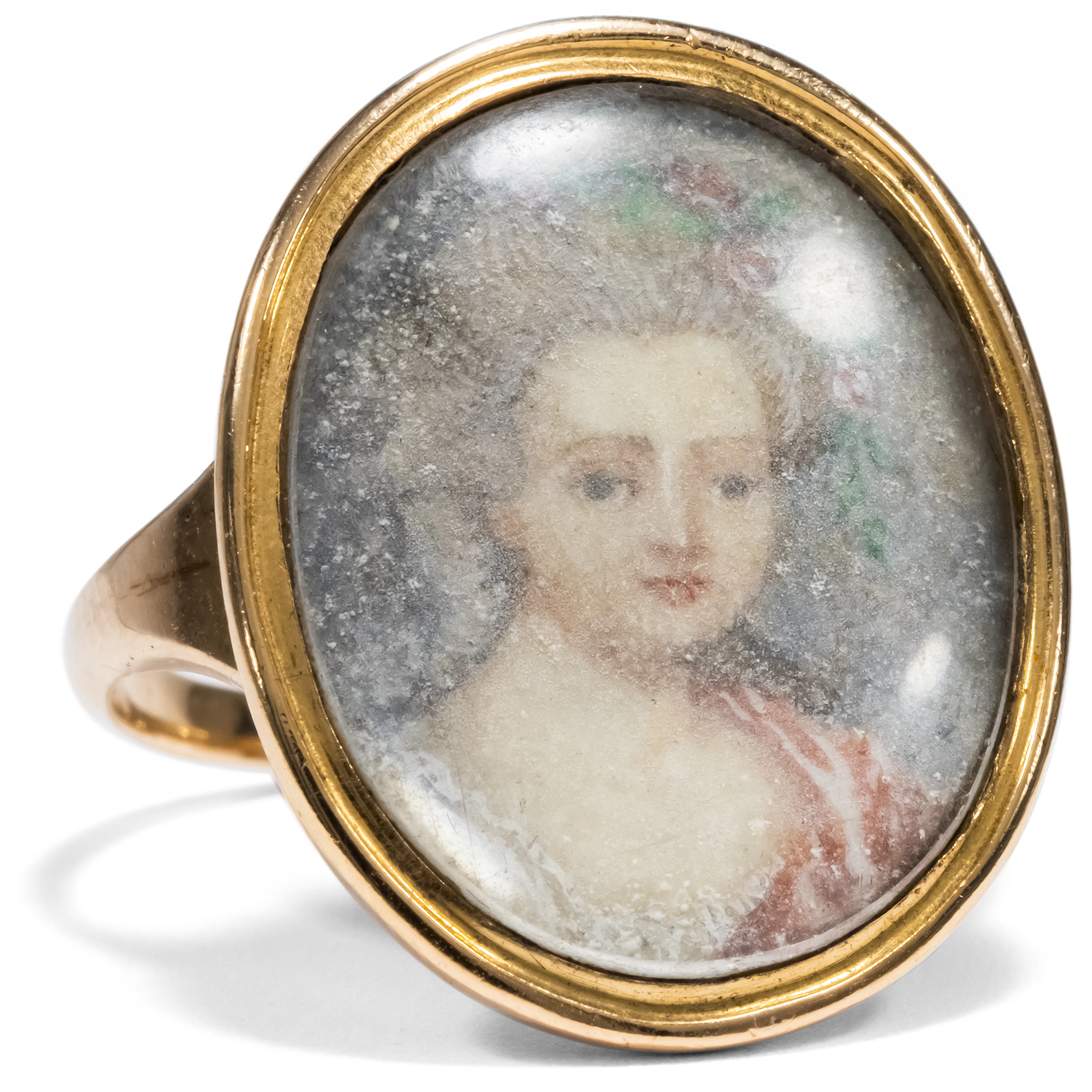 Antique Gold Ring with a Fine Miniature Painting, ca. 1780