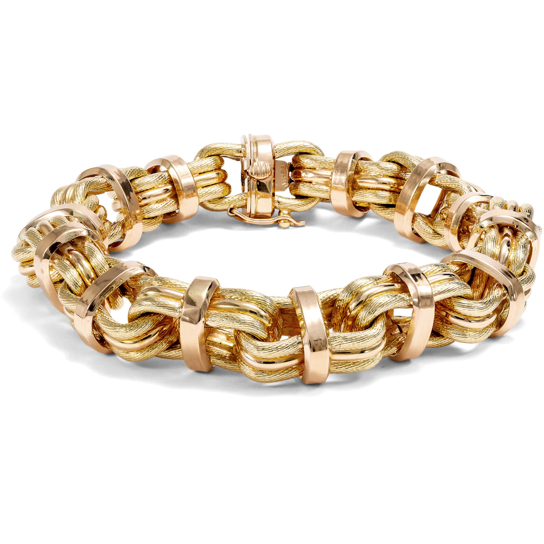 Expressive Bracelet In "Retro Style" In Rose & Yellow Gold, Italy c. 1940