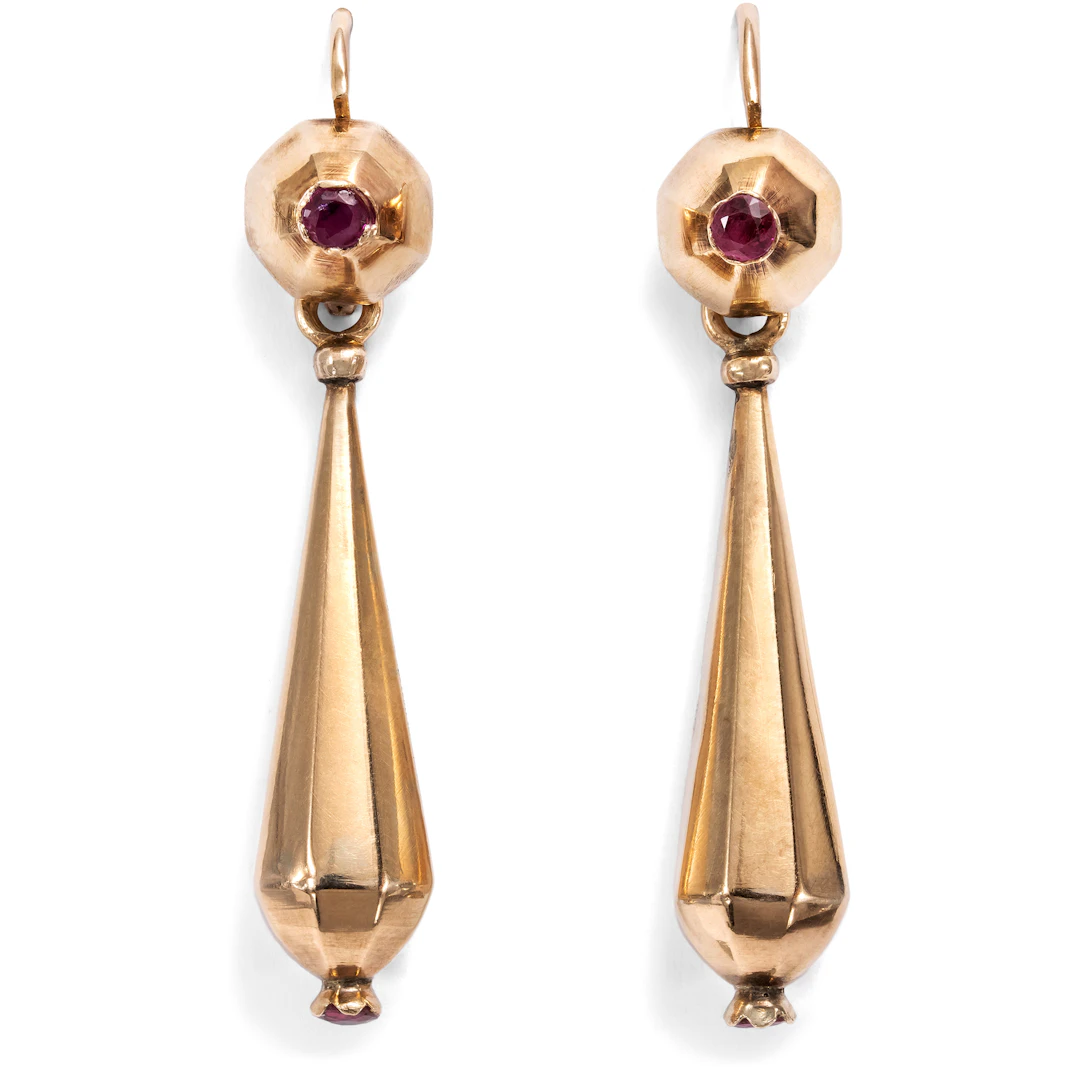 Antique Traditional French "Fileuse" Gold Earrings, Early 19th Century