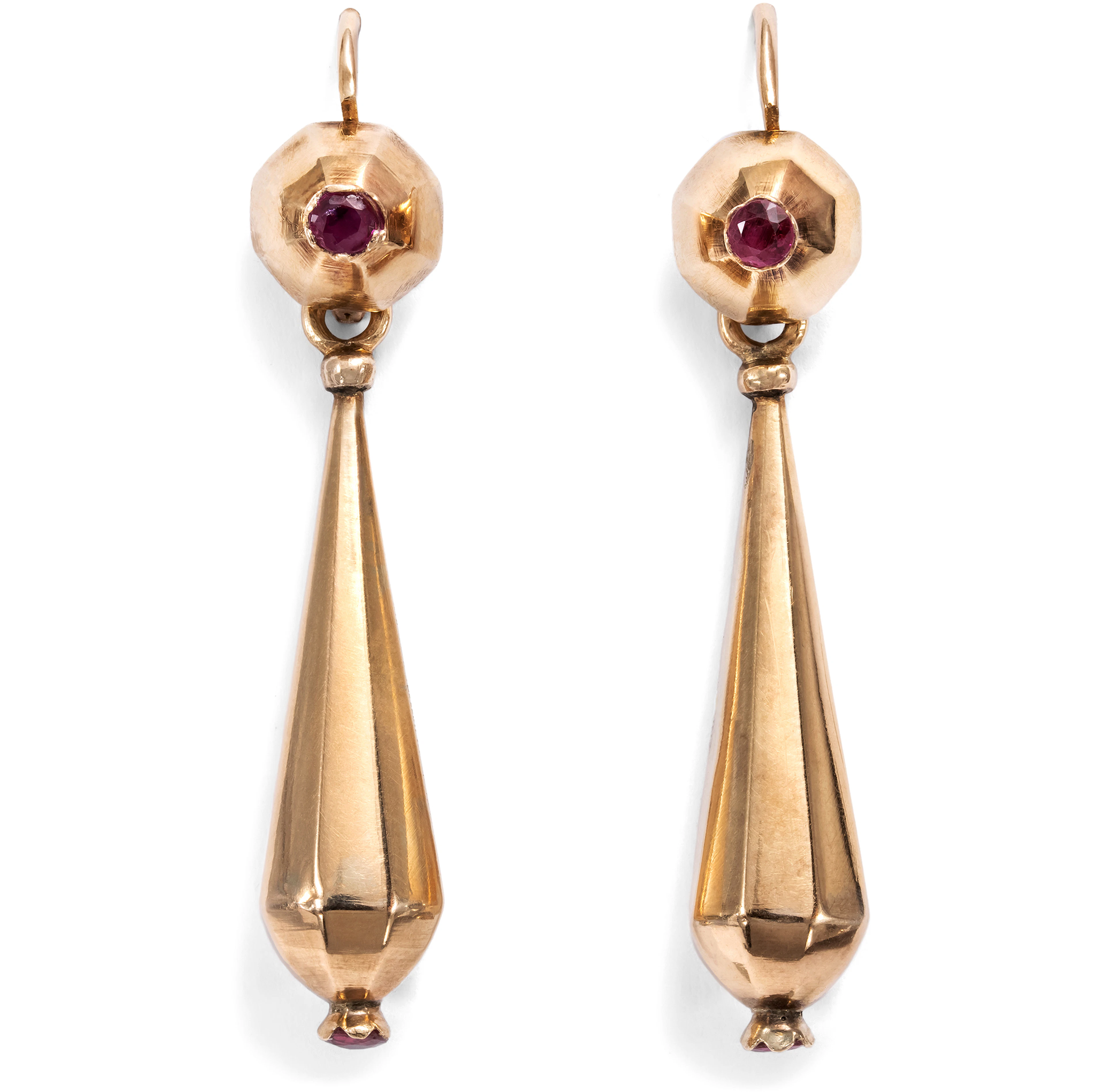 Antique Traditional French "Fileuse" Gold Earrings, Early 19th Century