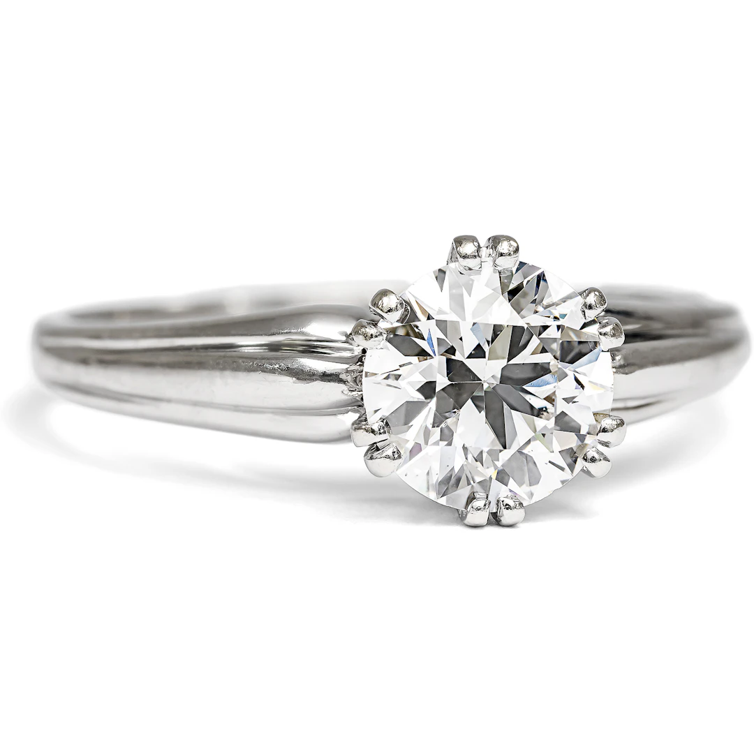 The One • Klassischer vintage Verlobungsring mit feinweißem 1,20 ct