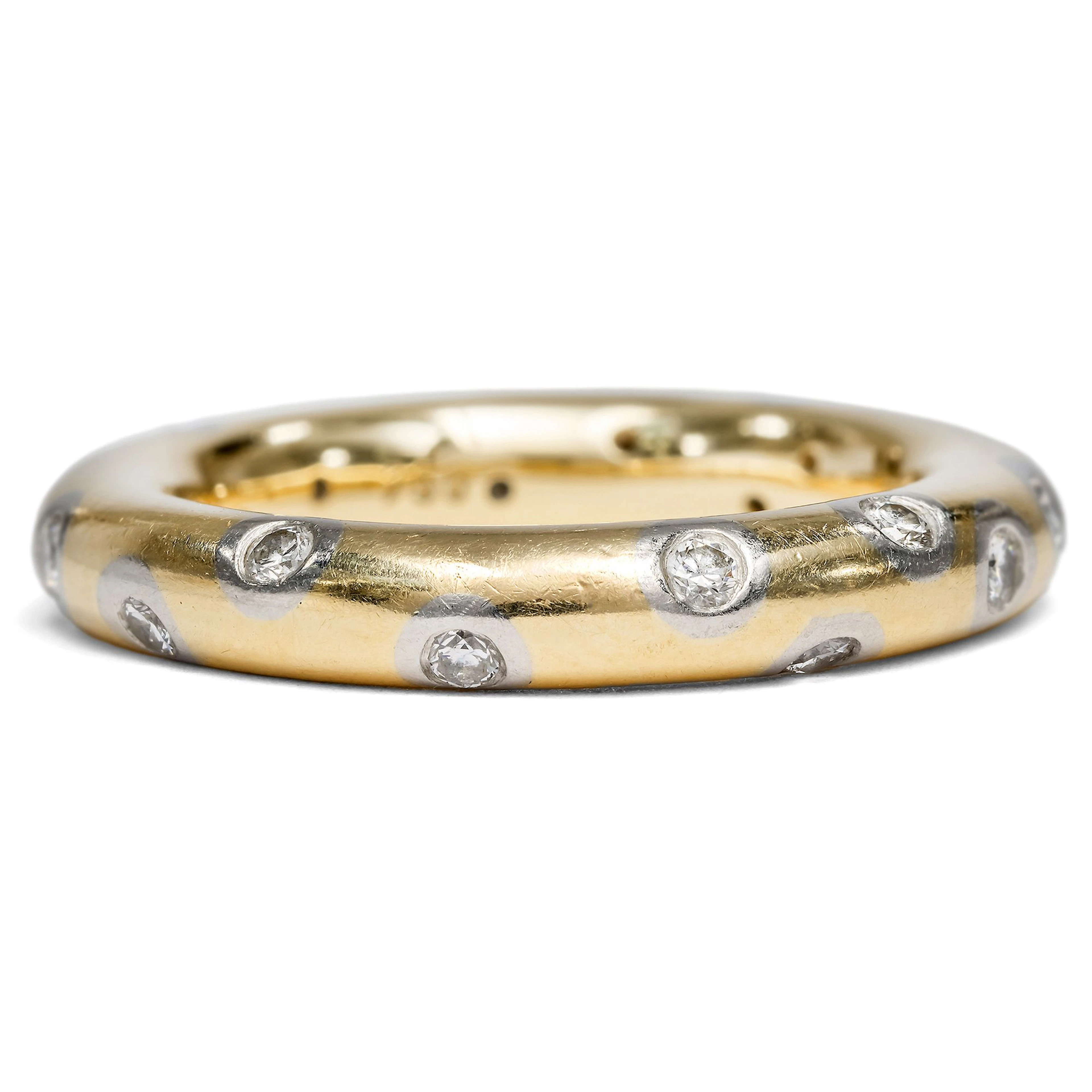 Solid Two-Tone Gold Band with Diamonds, c. 2000