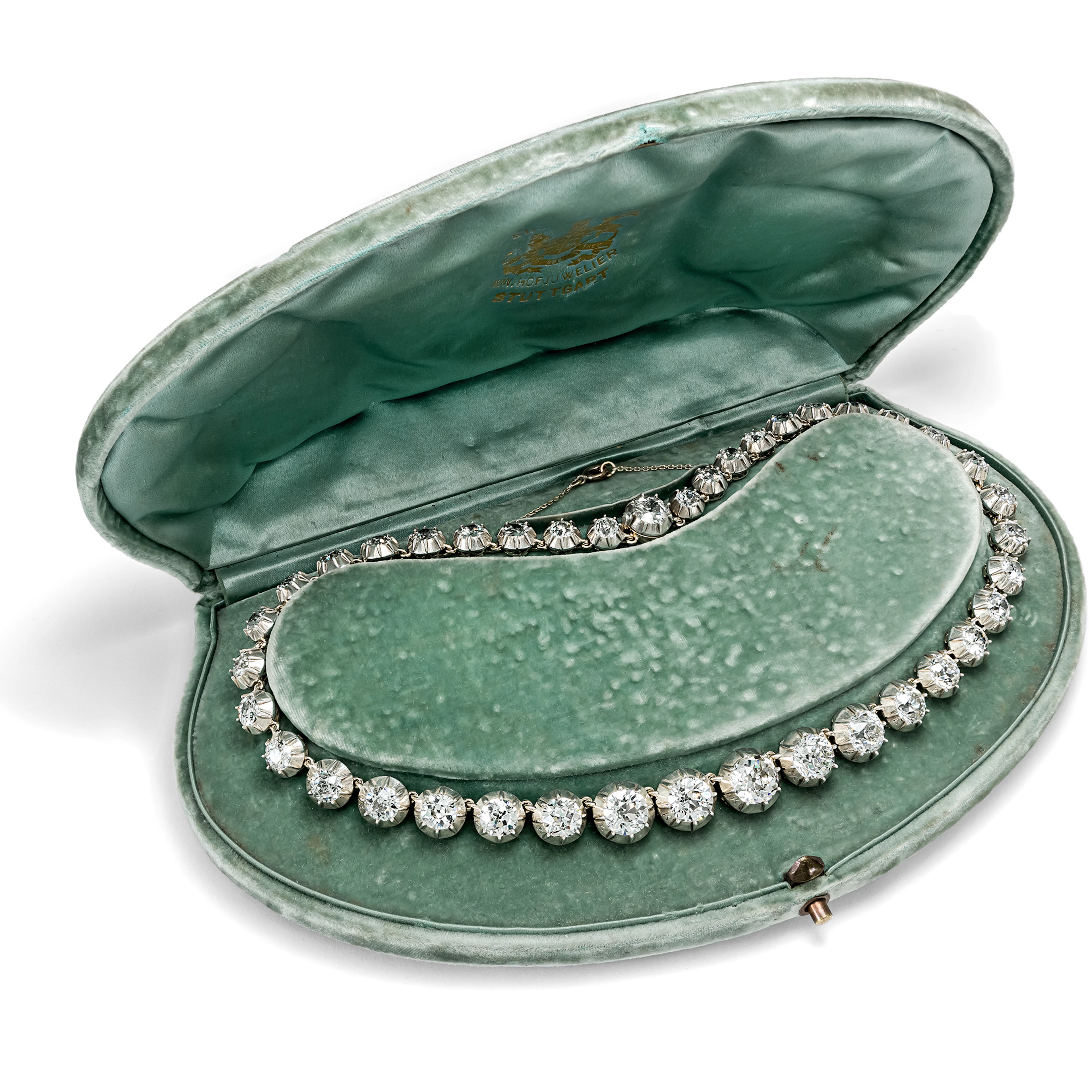 Magnificent 36.45 ct Diamond Rivière in Silver on Gold, c. 1890s